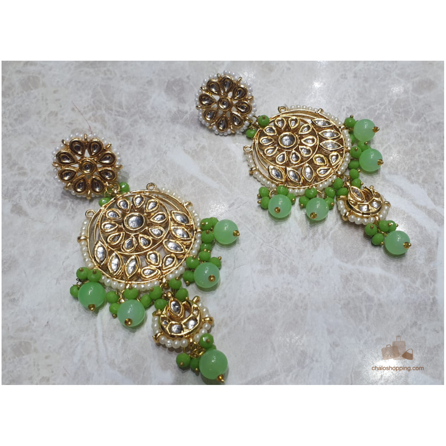 Green Onyx Kundan Earrings