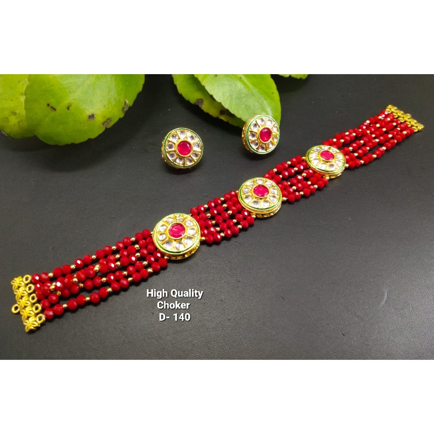 Kundan Red Choker with Earrings