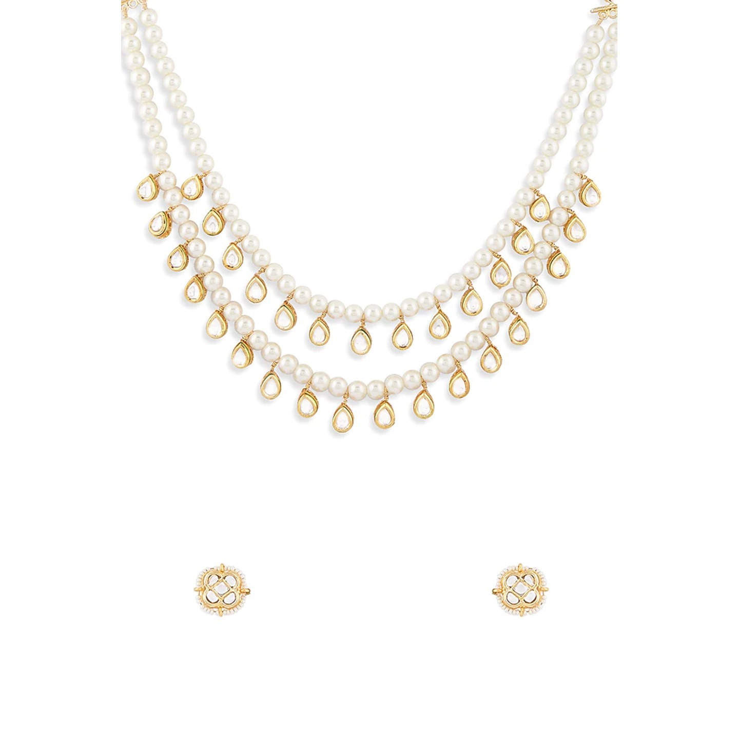 Kundan Triple Layer Necklace Set With Earring