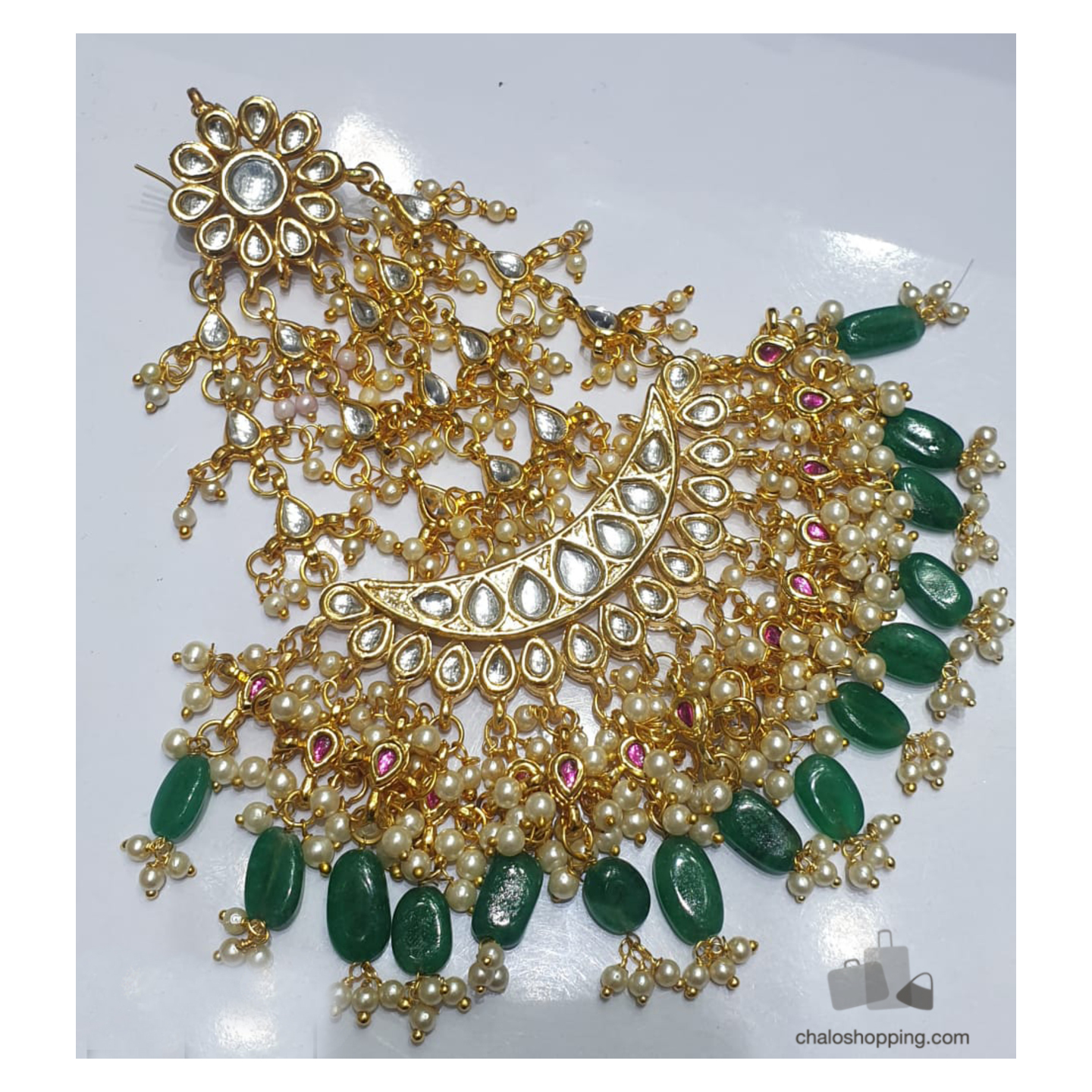 Green Agate Kundan Jhumar