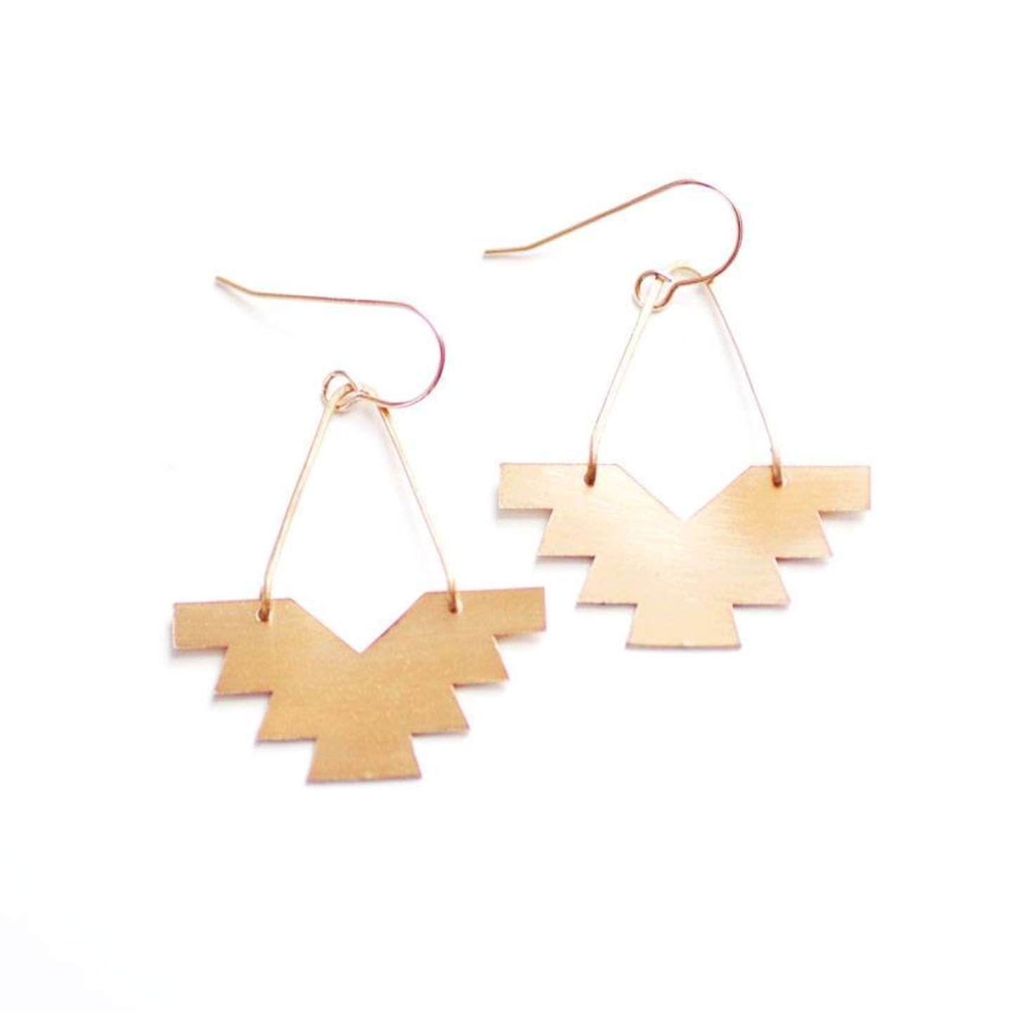 Geometric Phoenix Brass Earrings
