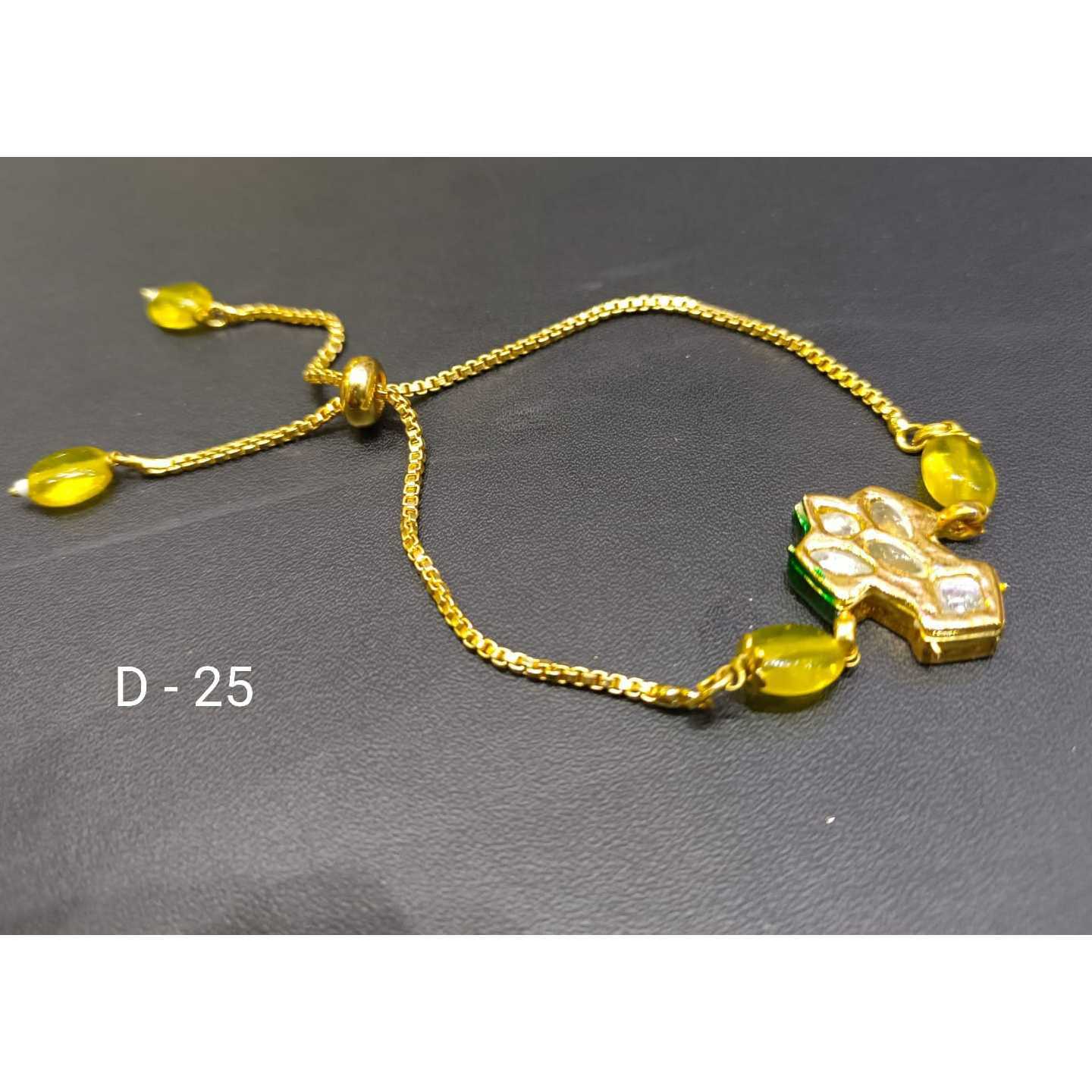 Yellow Gold Tone Kundan Bracelet
