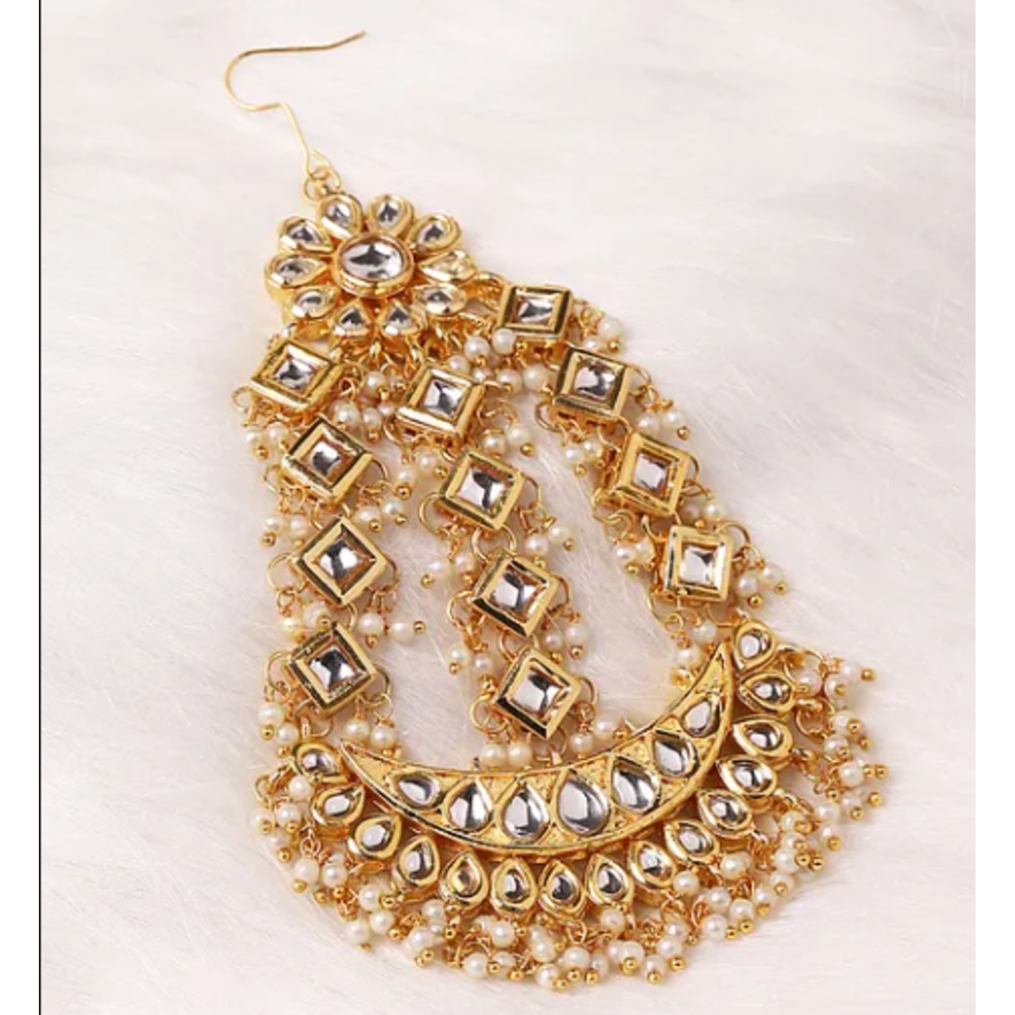 Gold Tone Kundan Passa with Pearls