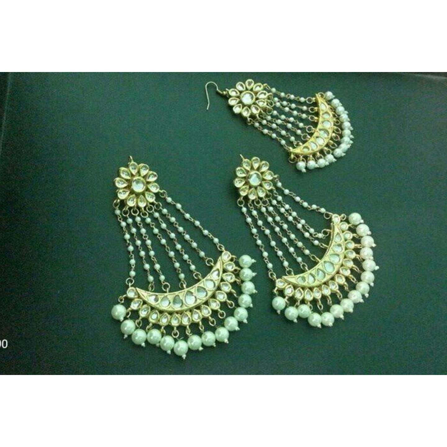 Kundan Jhumar Passa With White Pearls
