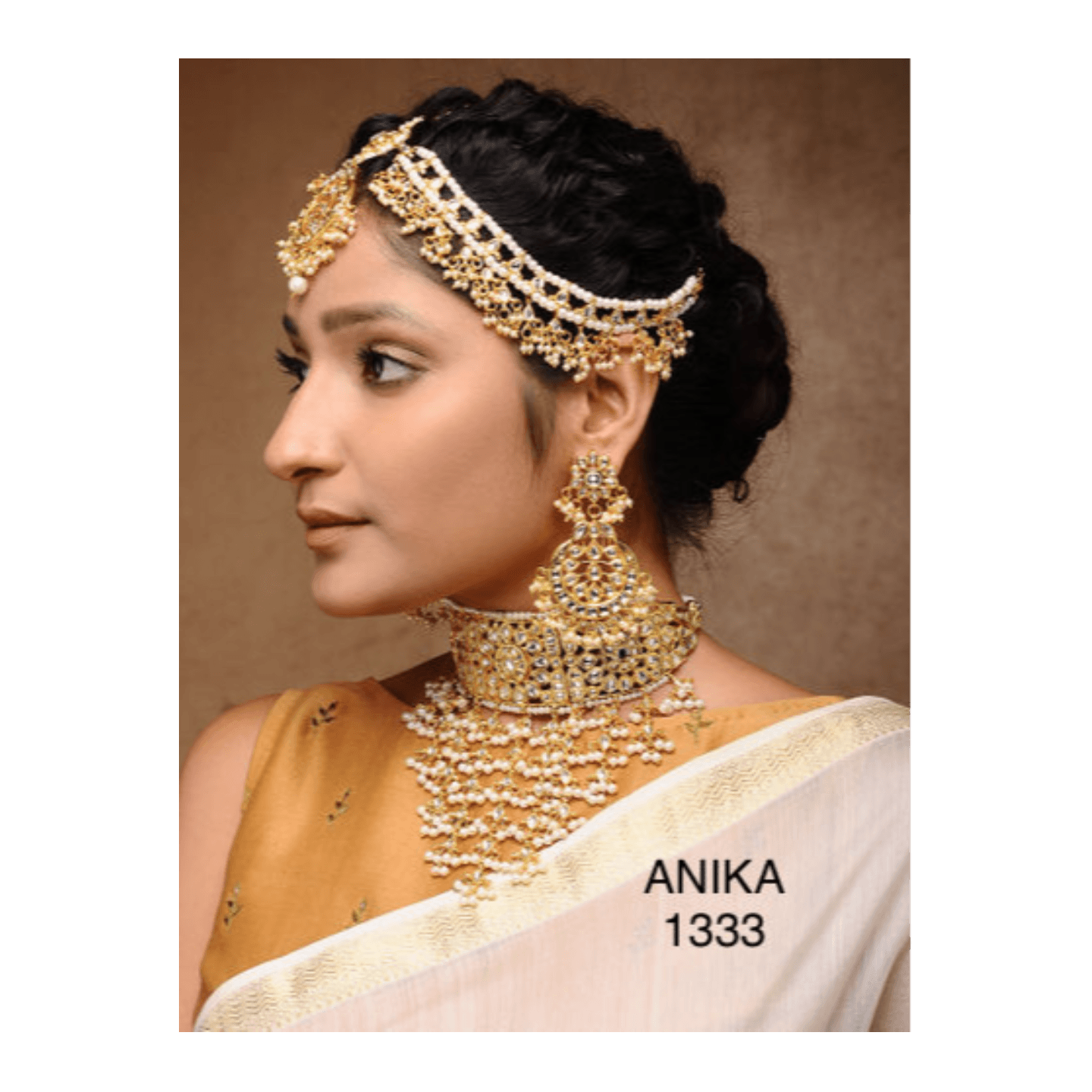 Kundan choker Necklace Set With Earring , Mathpatti