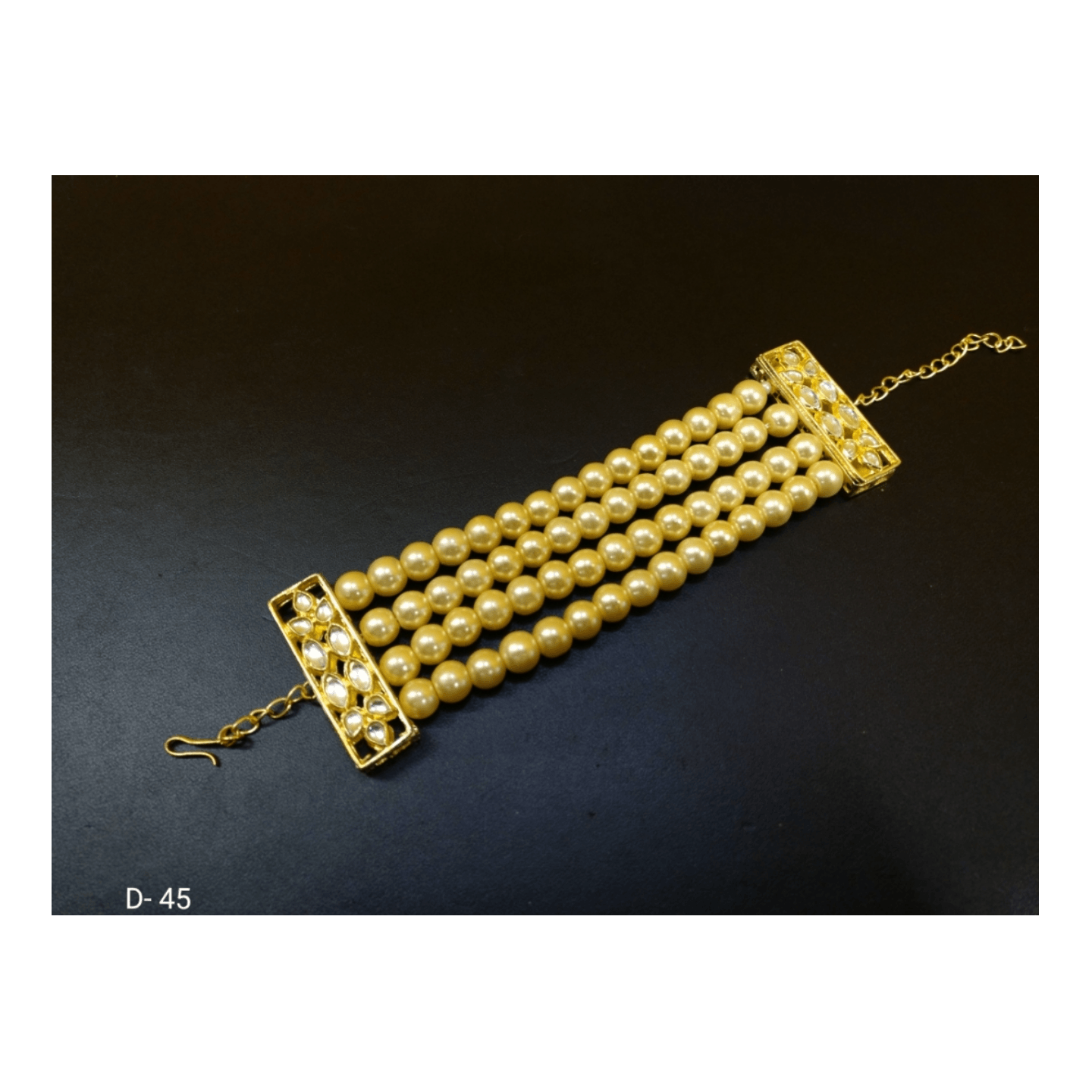 High Quality Kundan Bracelet Yellow Onyx Pearl