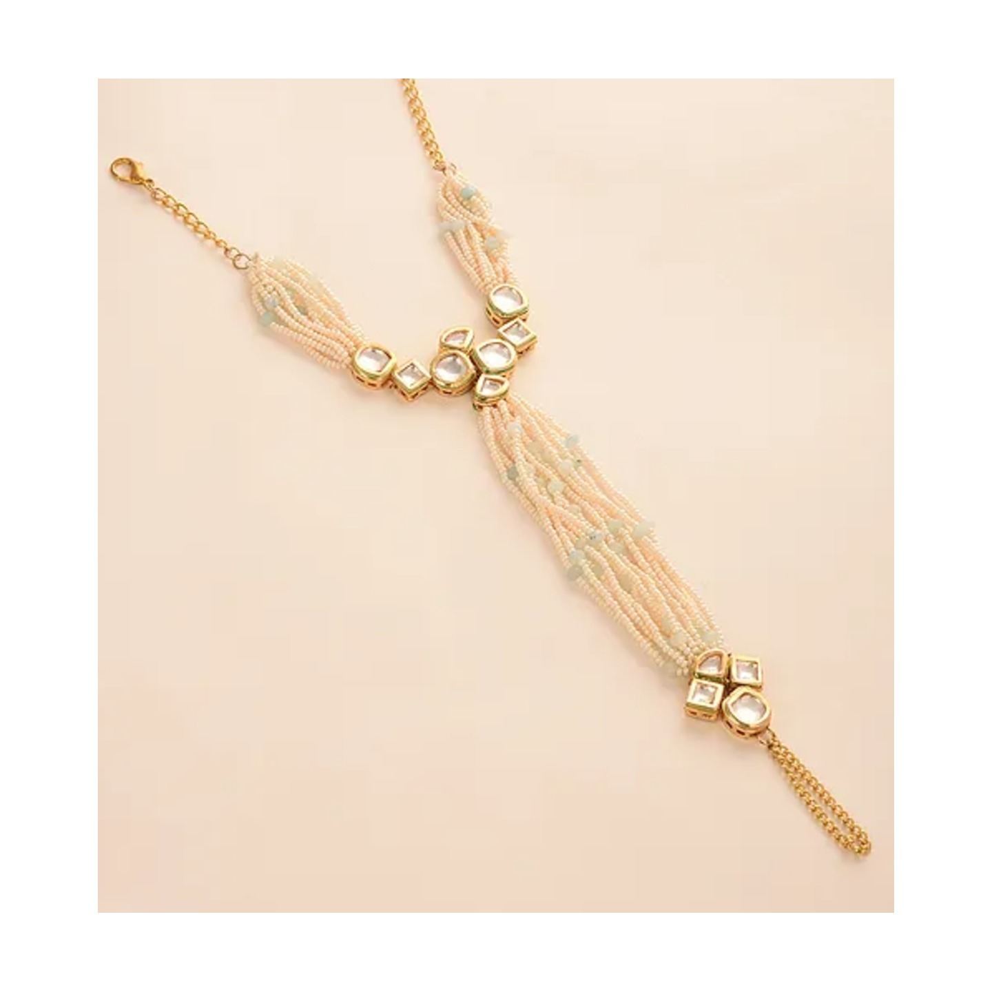 White Gold Tone Kundan Bracelet