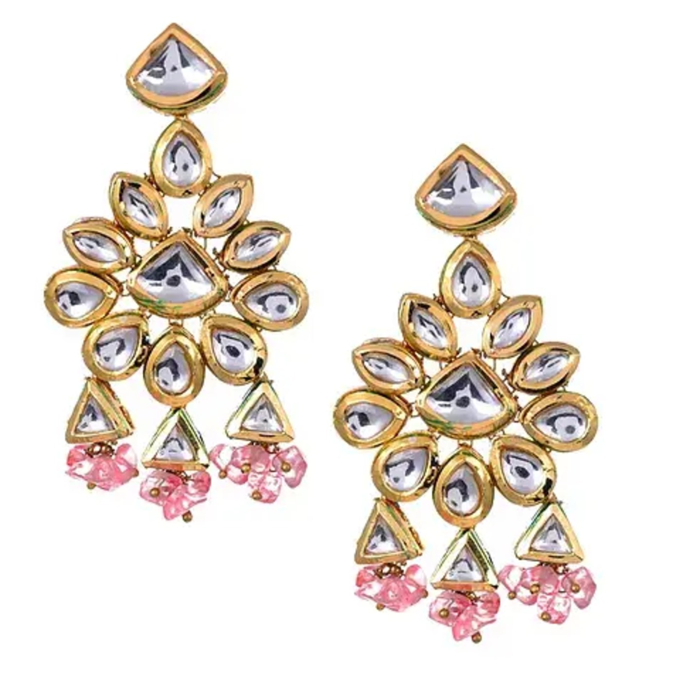 Light Pink Gold Tone Kundan Earring