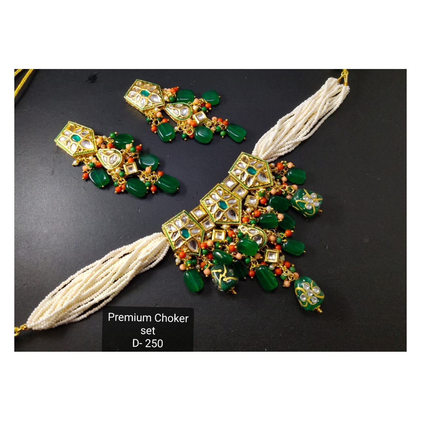 Kundan Choker With Meena Giri Crystals Neckline