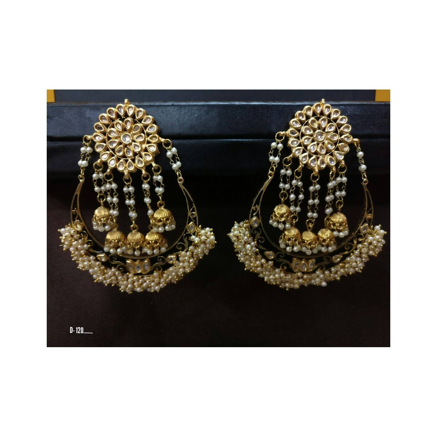 Kundan Earring 0216 White Onyx Pearl