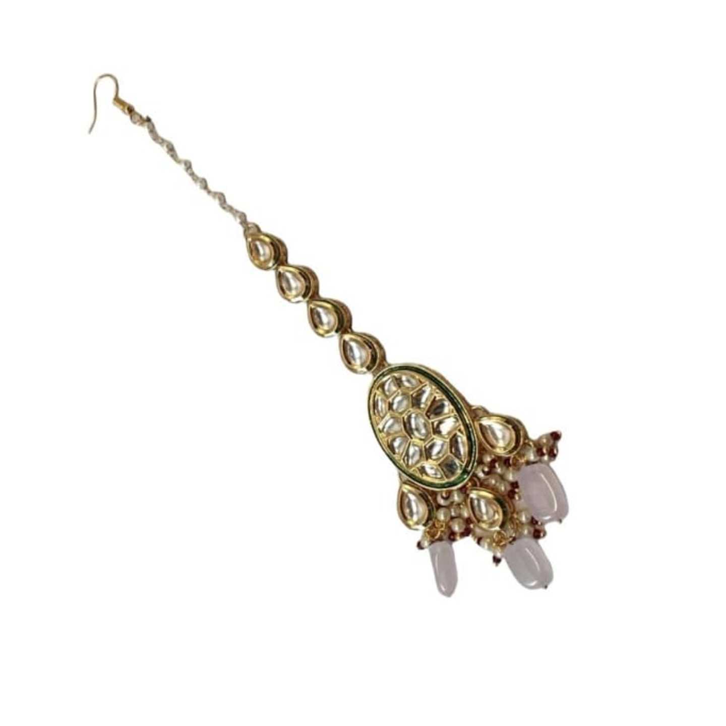 Pink Gold Tone Kundan Tikka