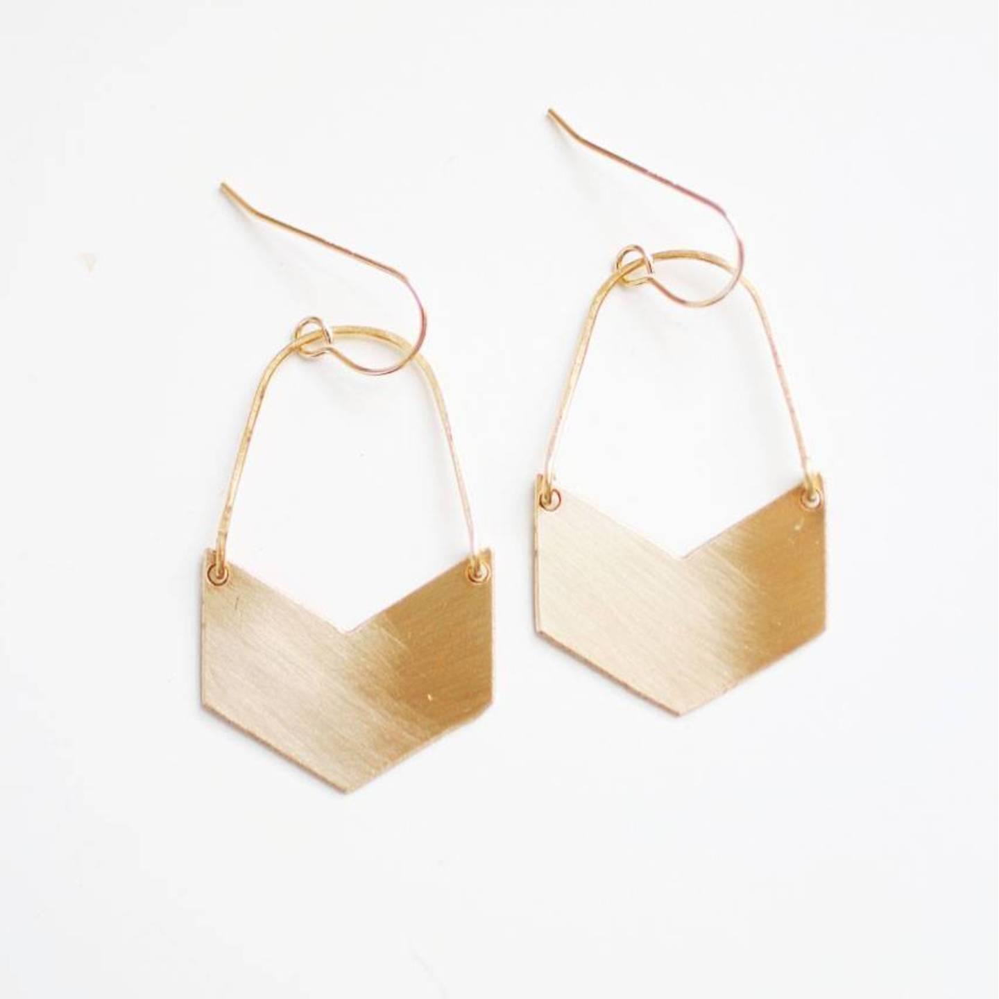 Chevron Arch Matte Brass Earrings