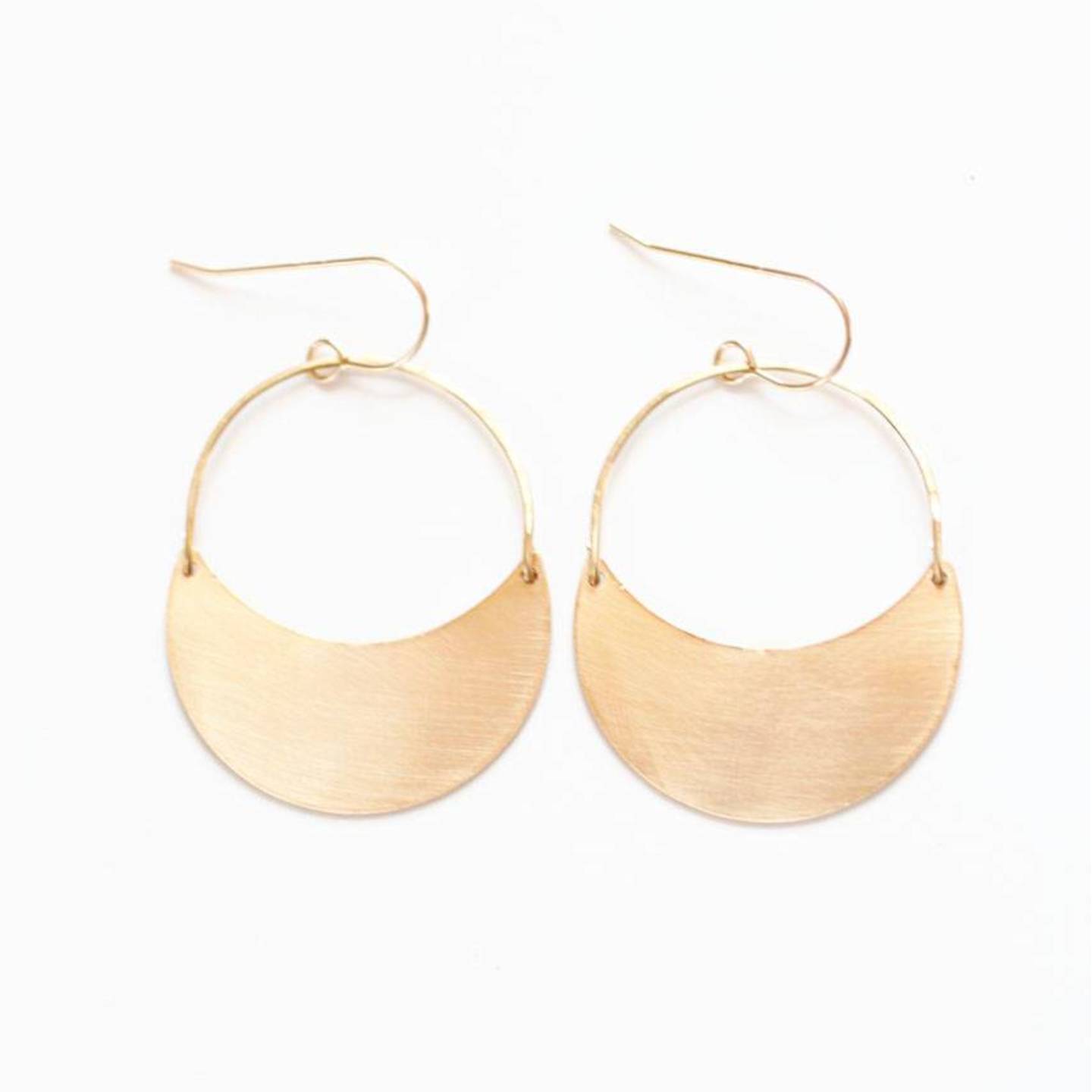 Crescent Dangle Brass Earrings