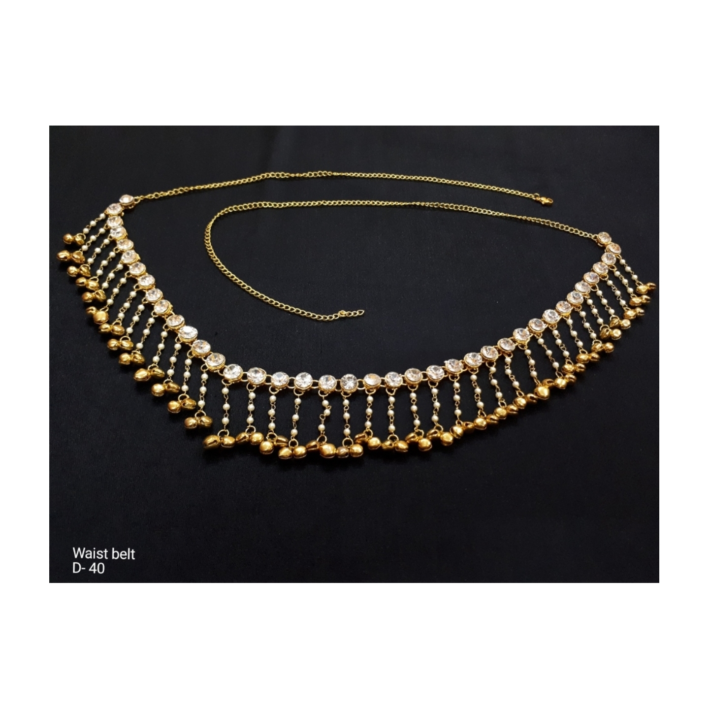 Kundan Waist Belt With Faux Pearl  Stone