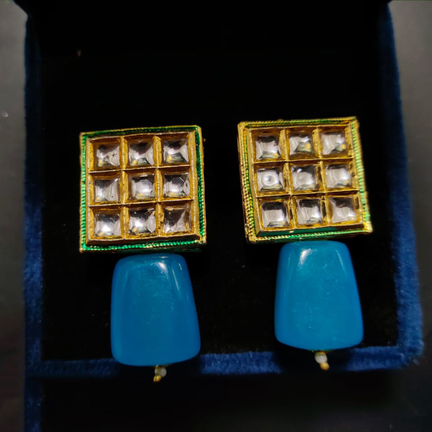 Small Kundan Studs 19 Sky Blue