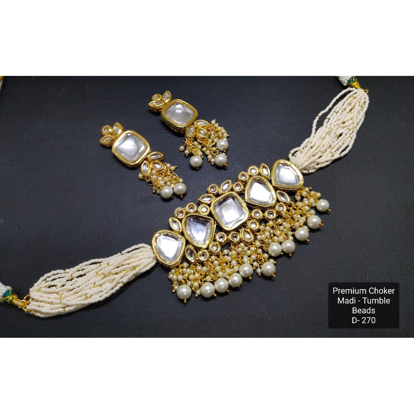 White Pearl High Quality Kundan Necklace Set