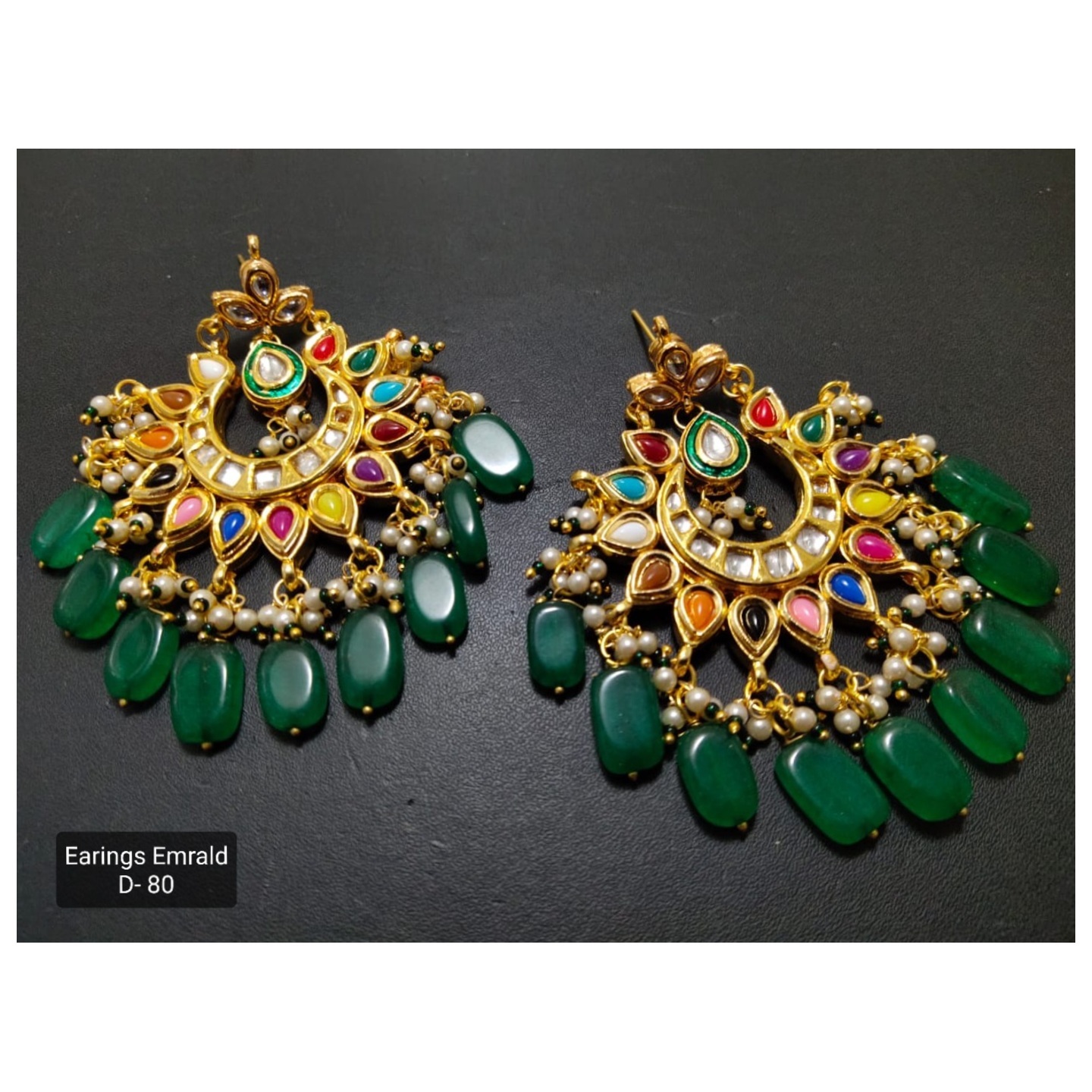 Rainbow Emerald Chandbaali