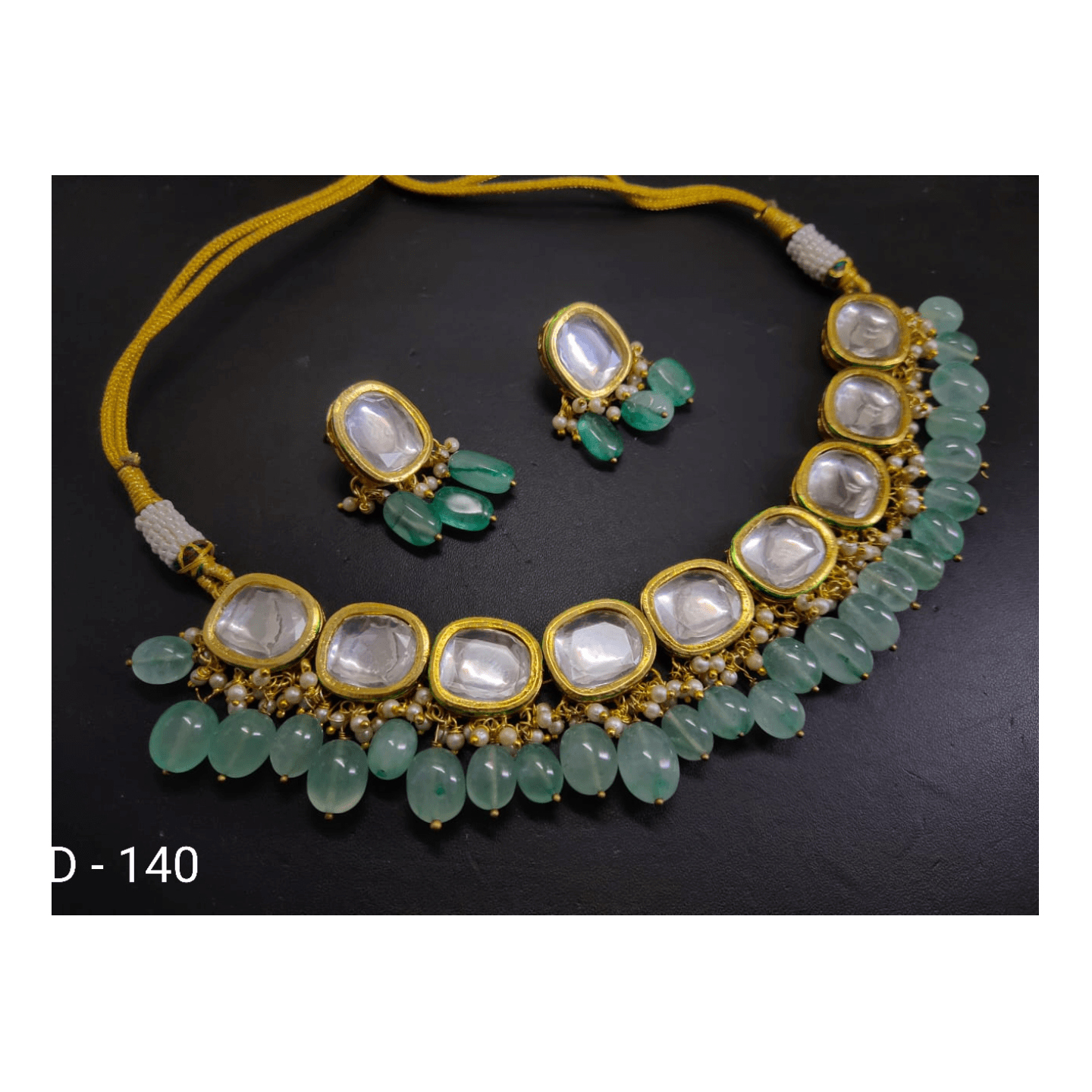 Kundan Choker Necklace With Earring & See Green Stone