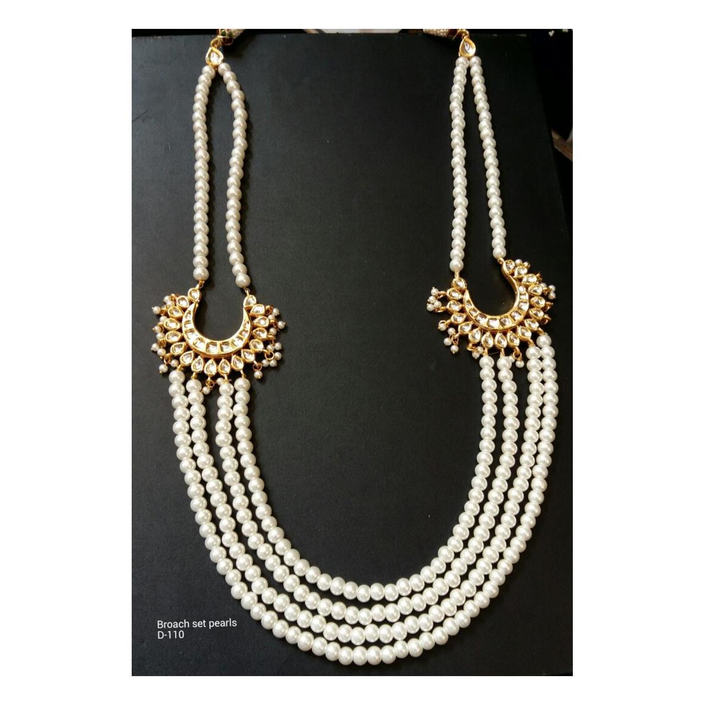 Multi Layer Pearl Kundan Broach