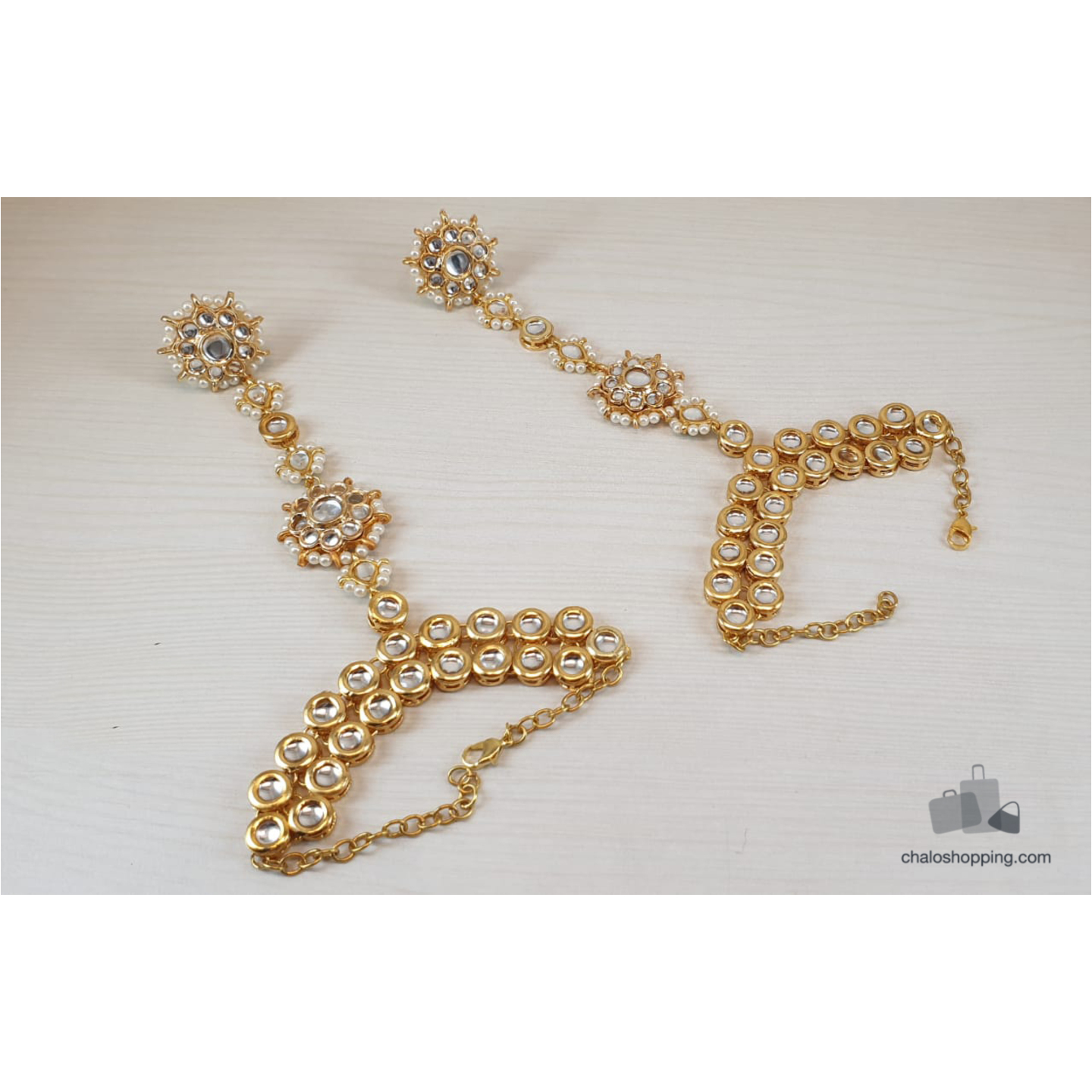 Kundan Flower hathphool (Pair)