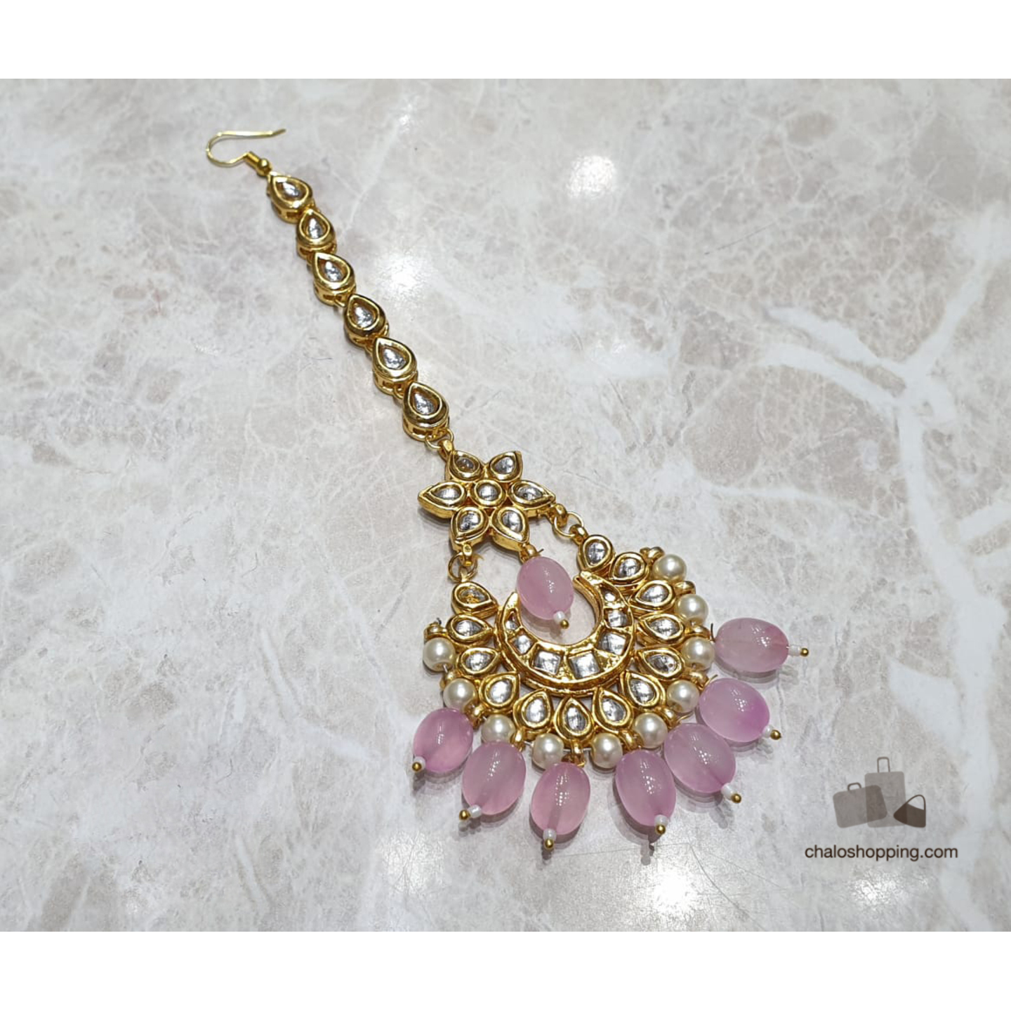 High Quality Kundan Rose Quartz Pink Tika