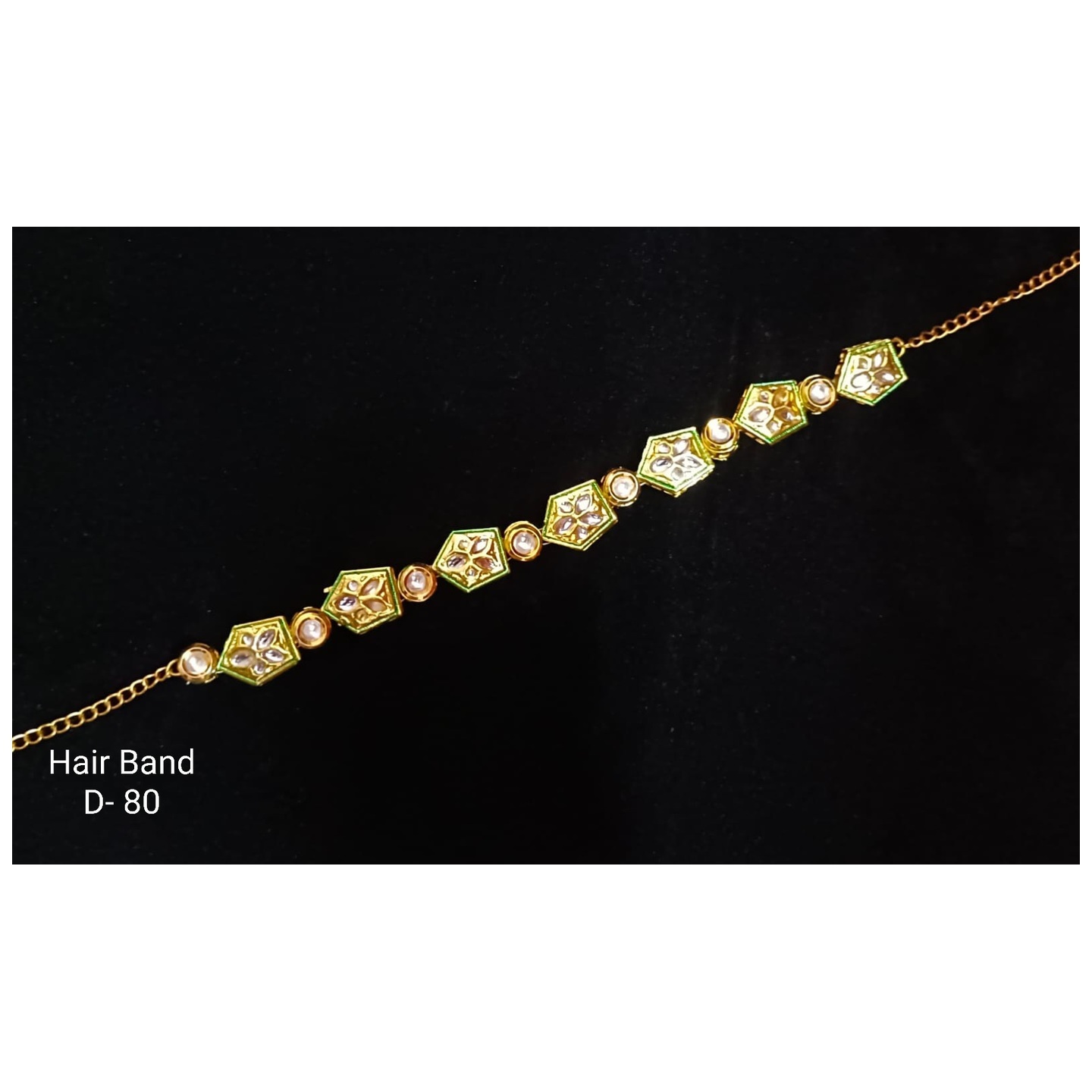 Gold Tone Kundan Hair Band 01