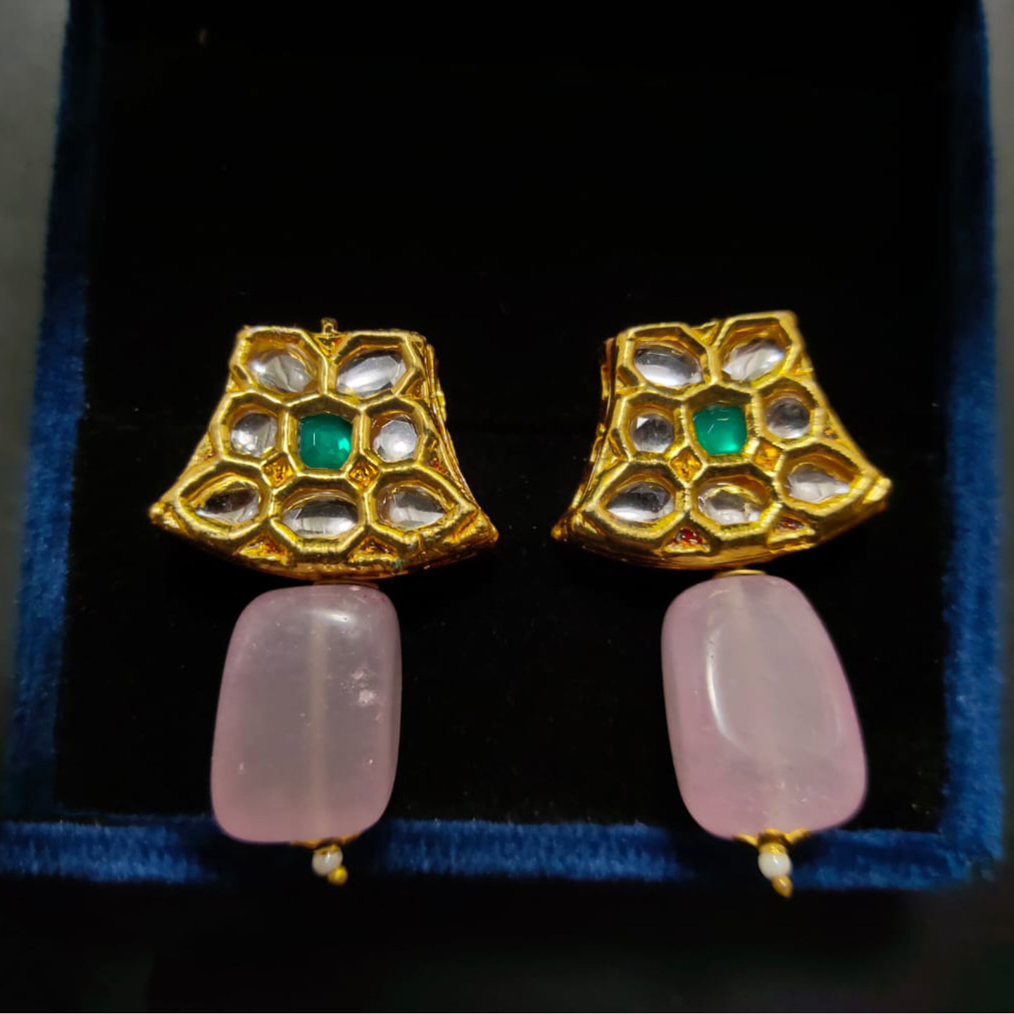 Small Kundan Studs 14 Light Pink