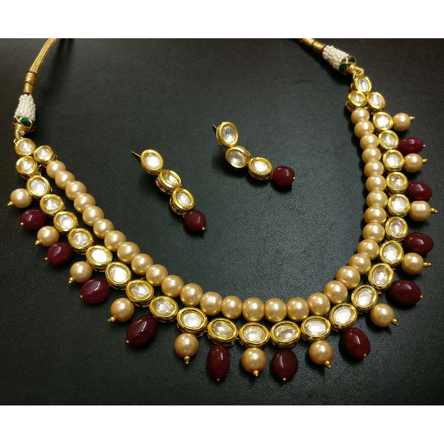 Gold Tone Kundan necklace Set With Earring