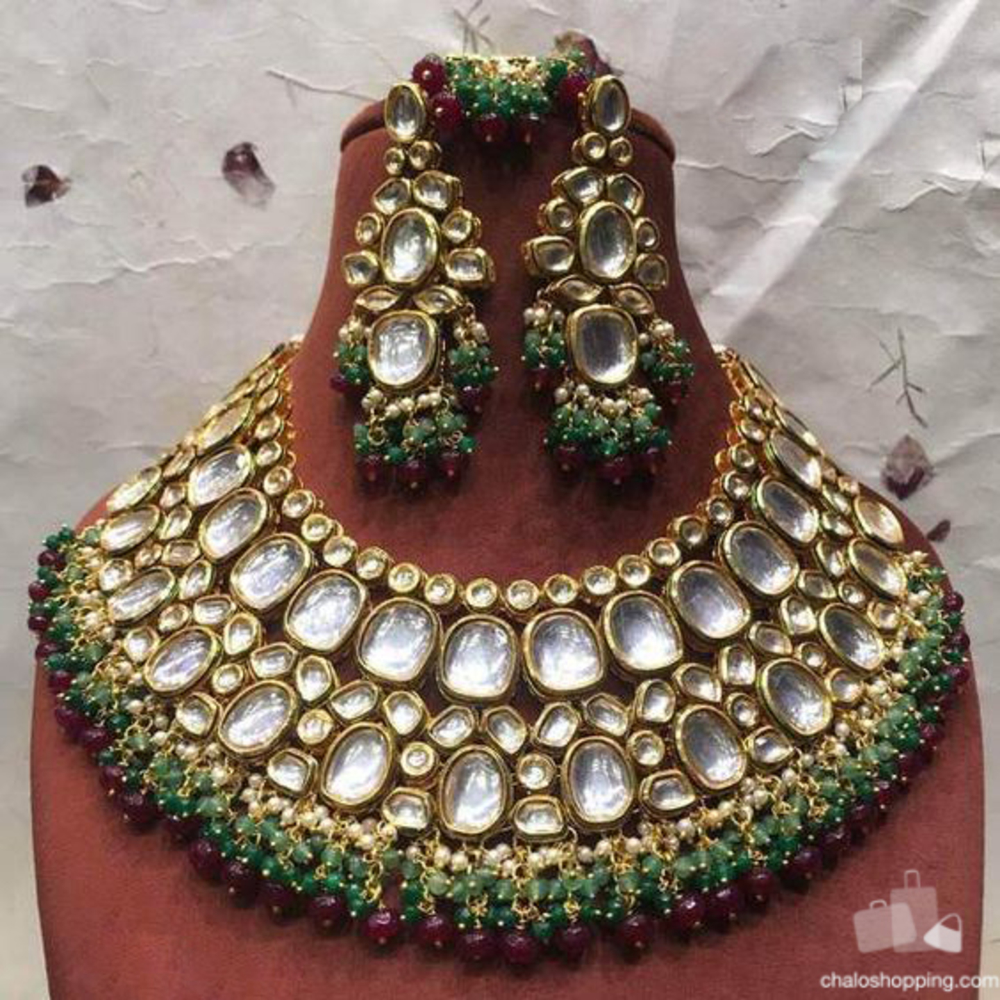 Kundan Inspired High Quality Multicolor Onyx Necklace Set