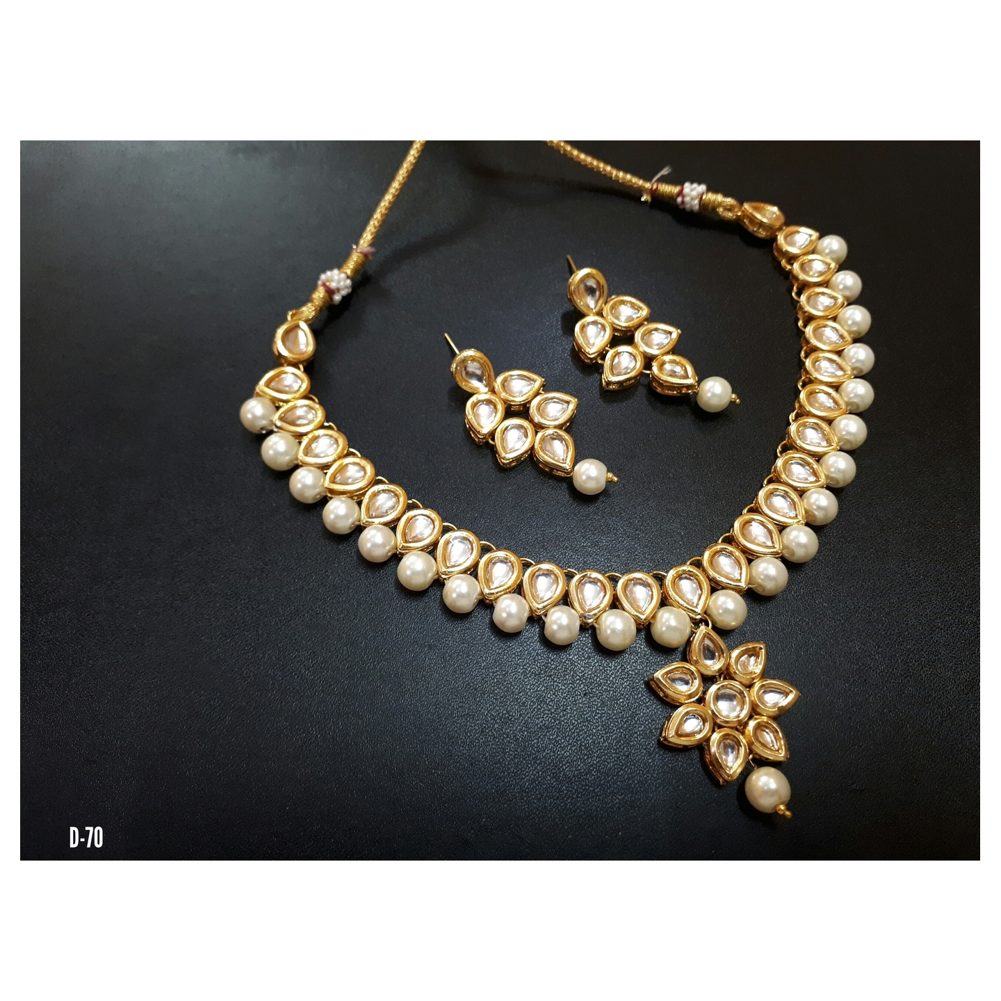 Kundan Necklace Set With Earring White Pearl