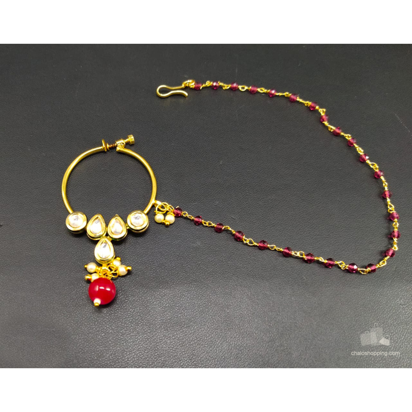 High Quality Kundan Nath Ruby