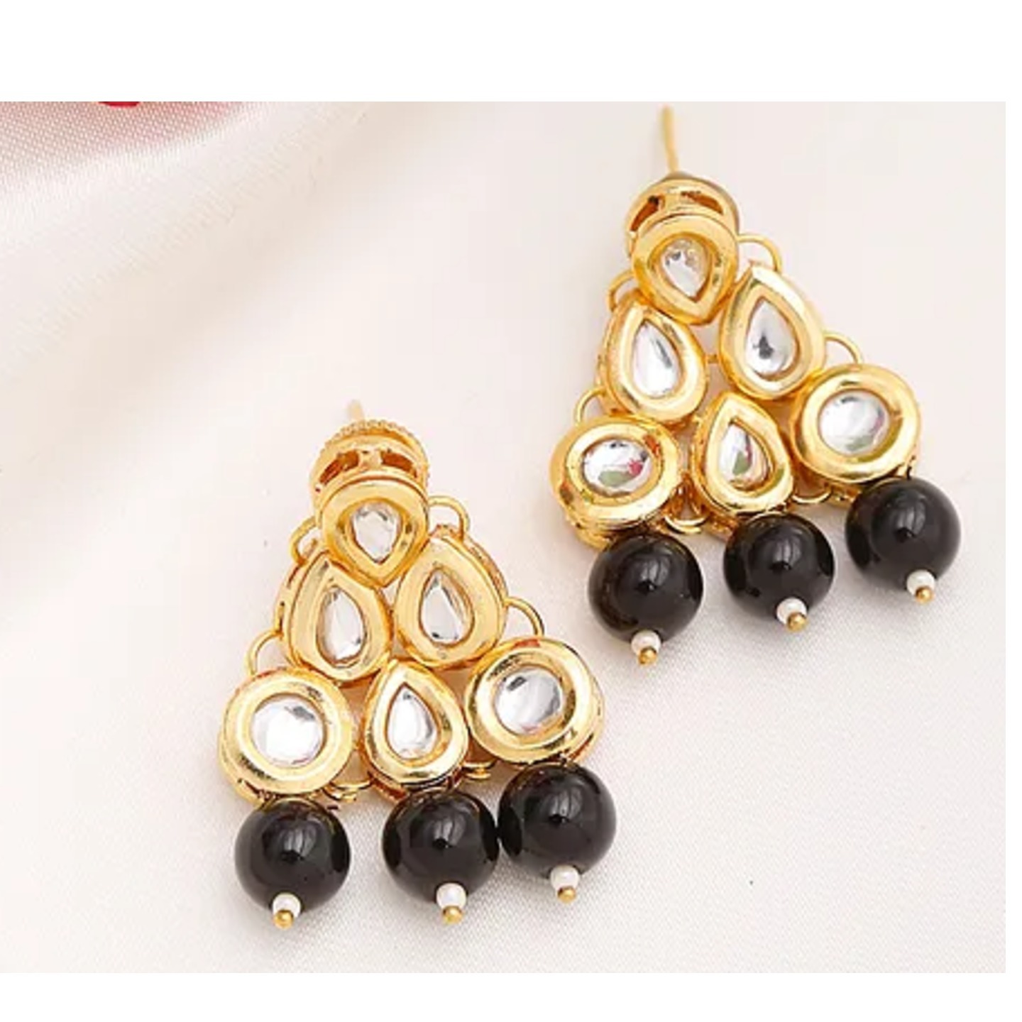 Black Gold Tone Kundan Earring