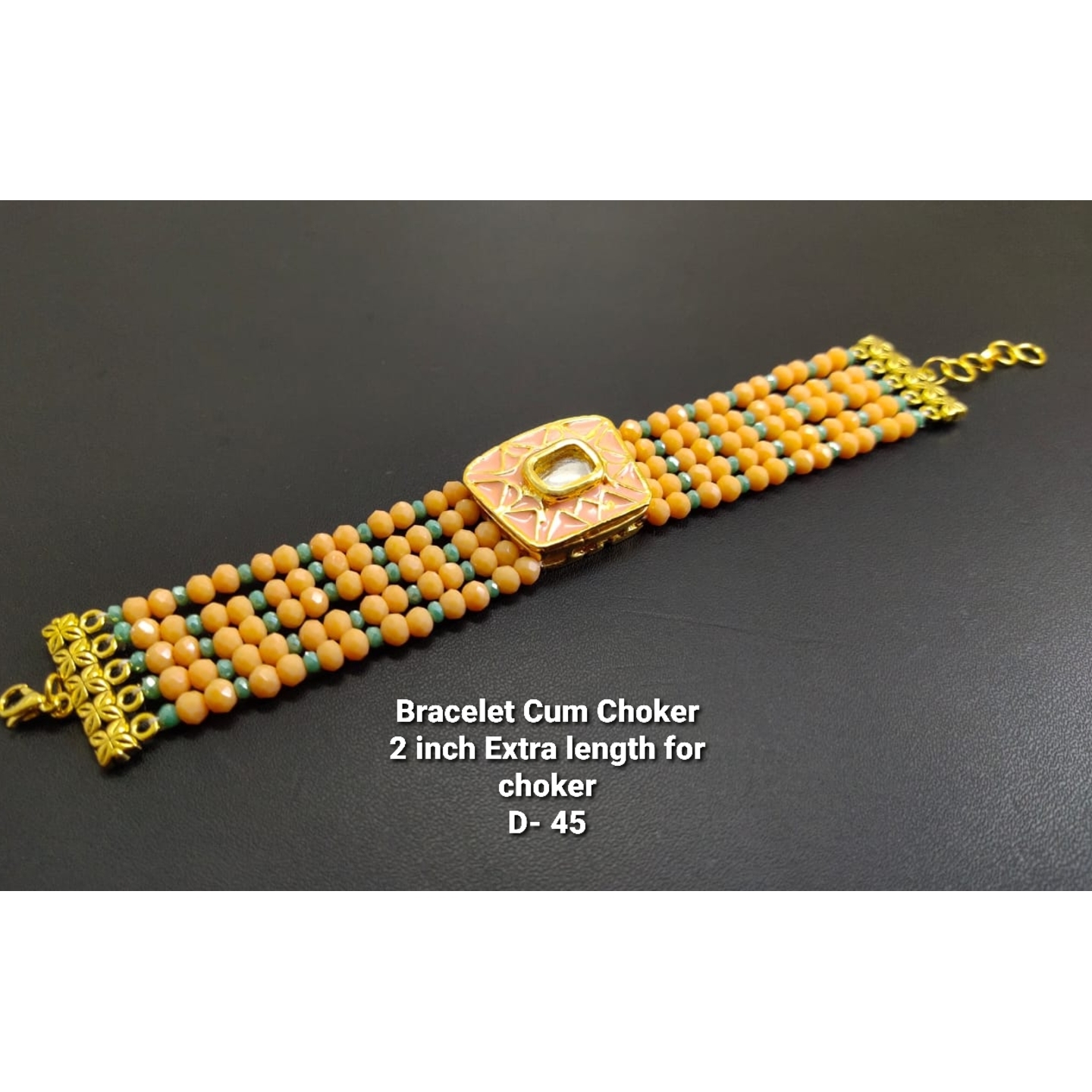 Kundan Choker With Yellow Crystals Neckline
