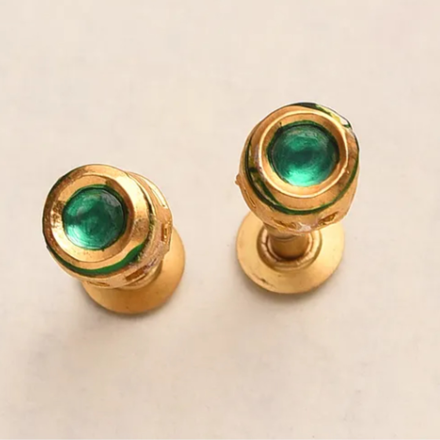 Green Gold Tone Handcrafted Earring 