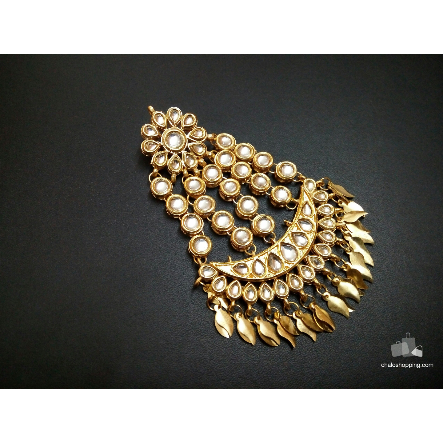 Kundan Inspired Peepal Leaf Golden Jhumar