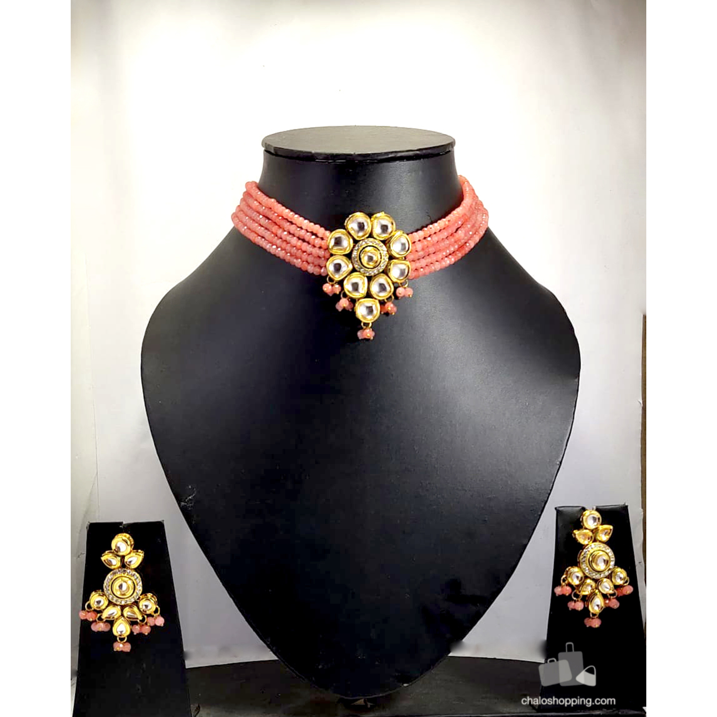 Peach Onyx High Quality Kundan Choker