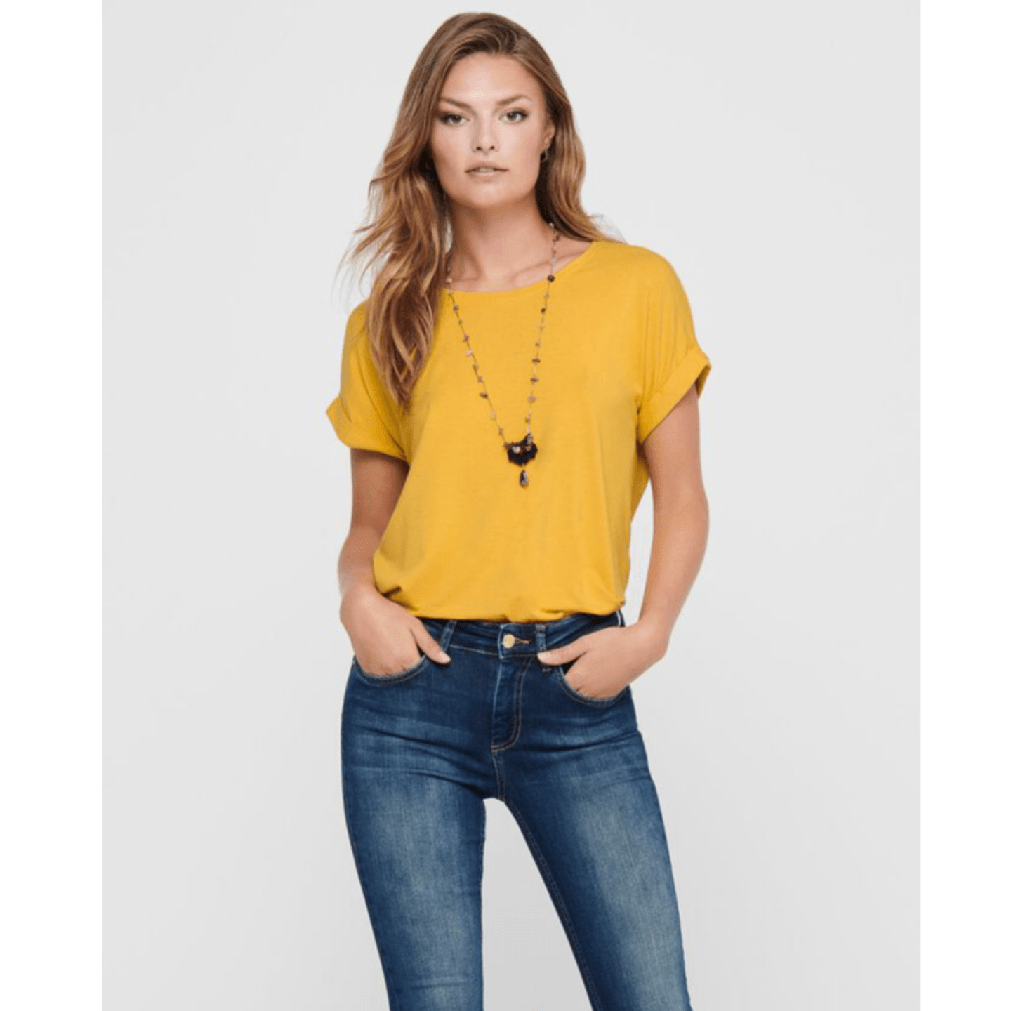 Solid Mustard Yellow Boyfriend Fit T-Shirt for Women