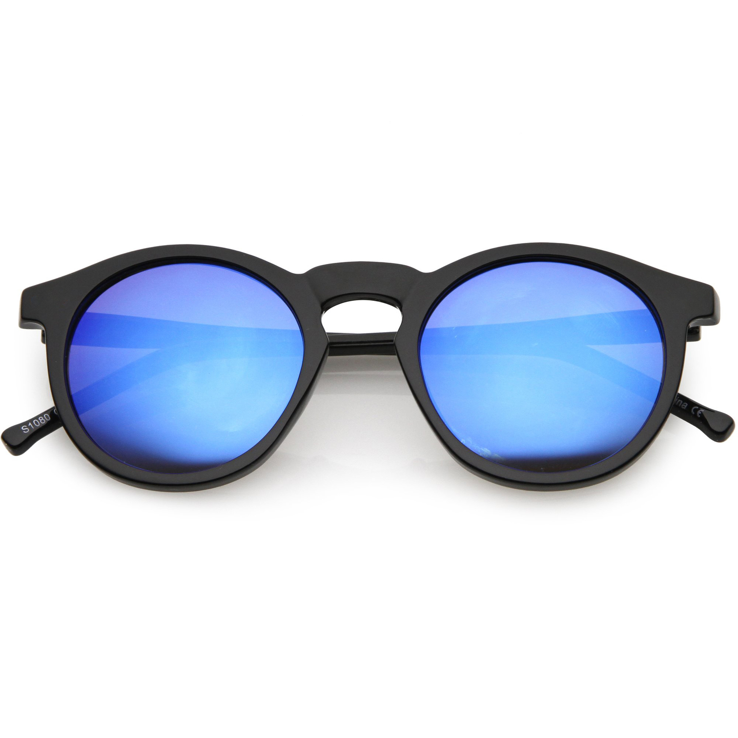 Blue Tint Mirrored Lens Round Frame Sunglasses