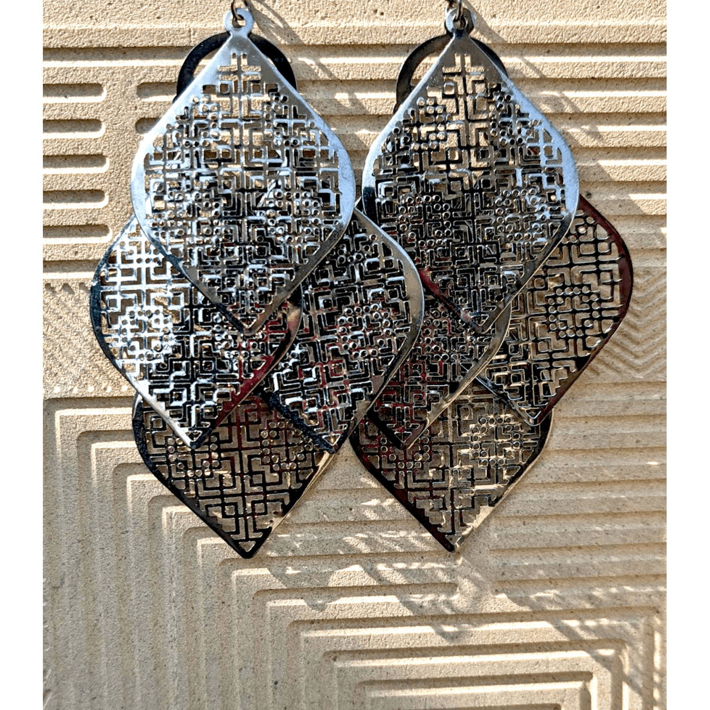 Abstract Texture Leaves Drop Earrings