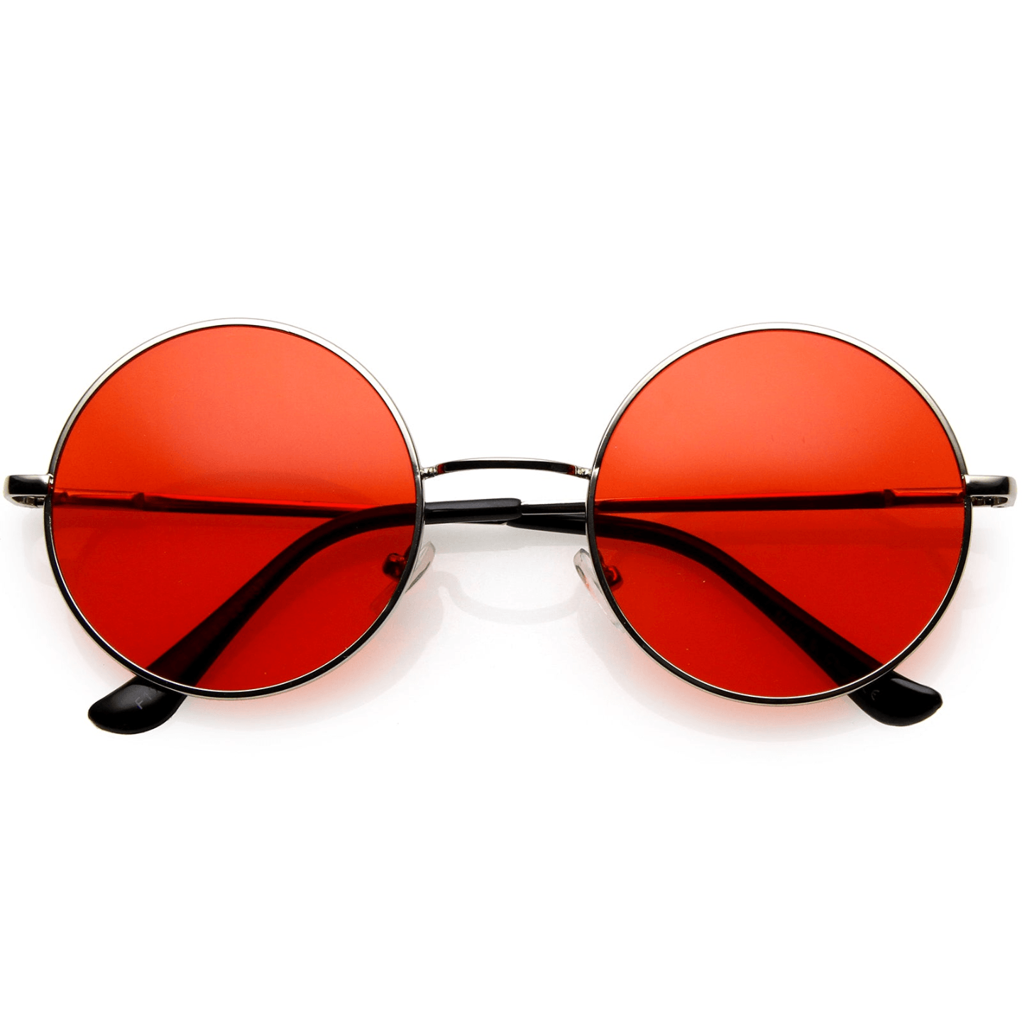 SMALL RETRO LENNON STYLE RED COLORED ROUND LENS METAL SUNGLASSES
