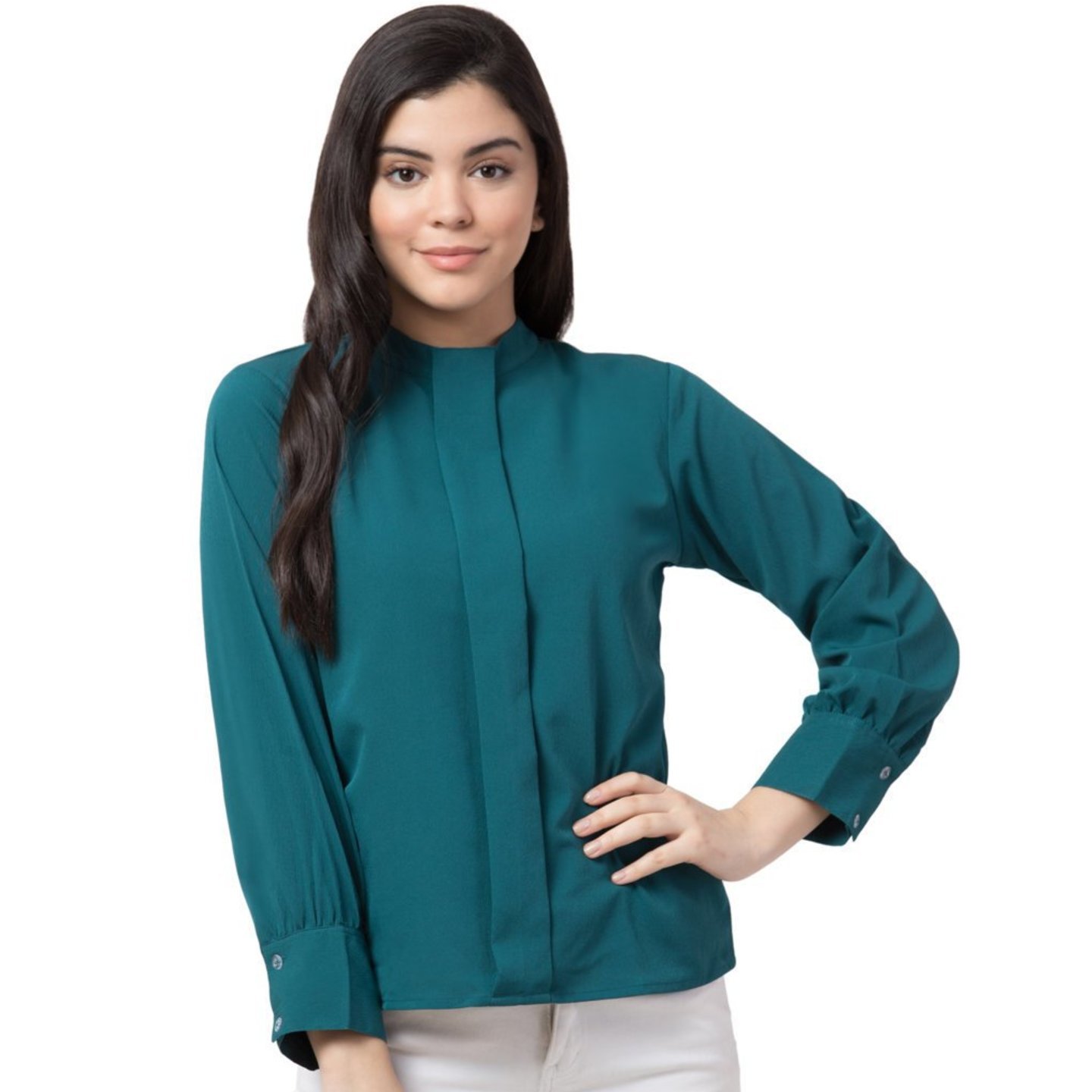 Paretto Green Full Sleeves Top for Women