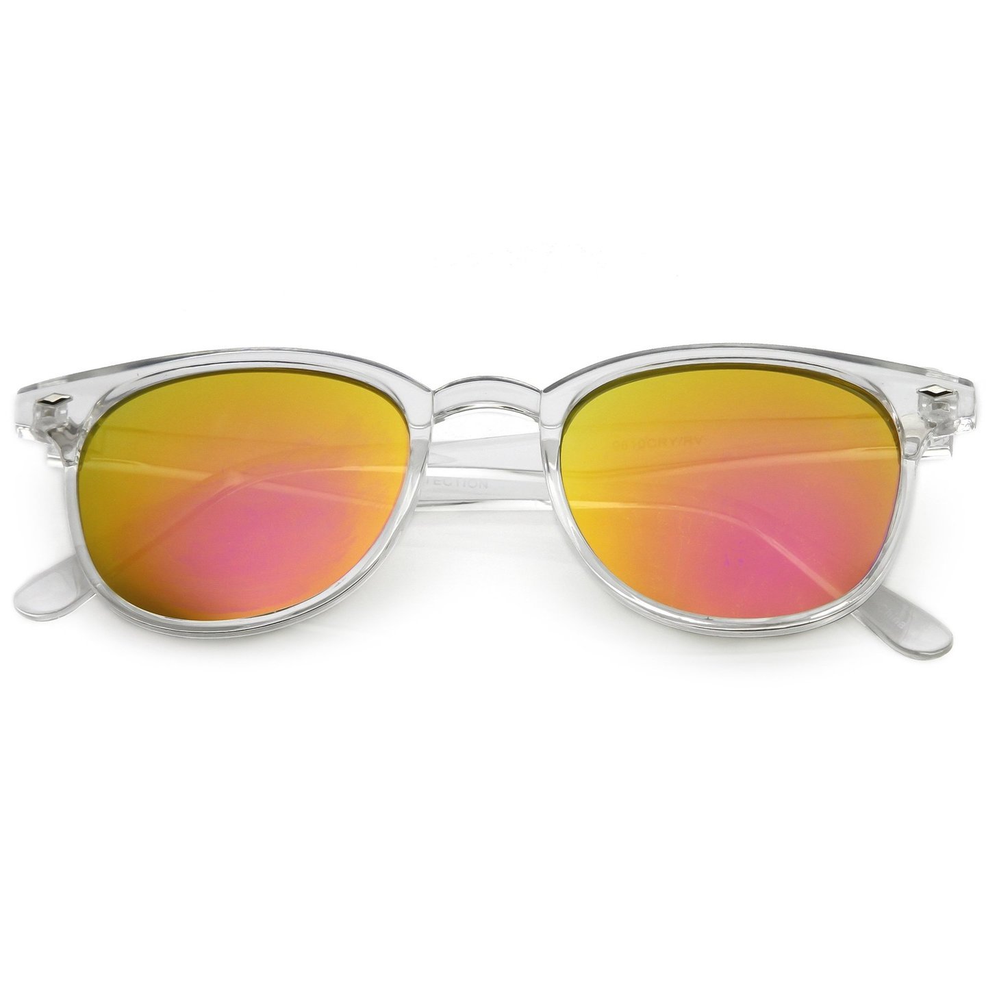 Mirrored Lens Clear Square Frame Sunglasses