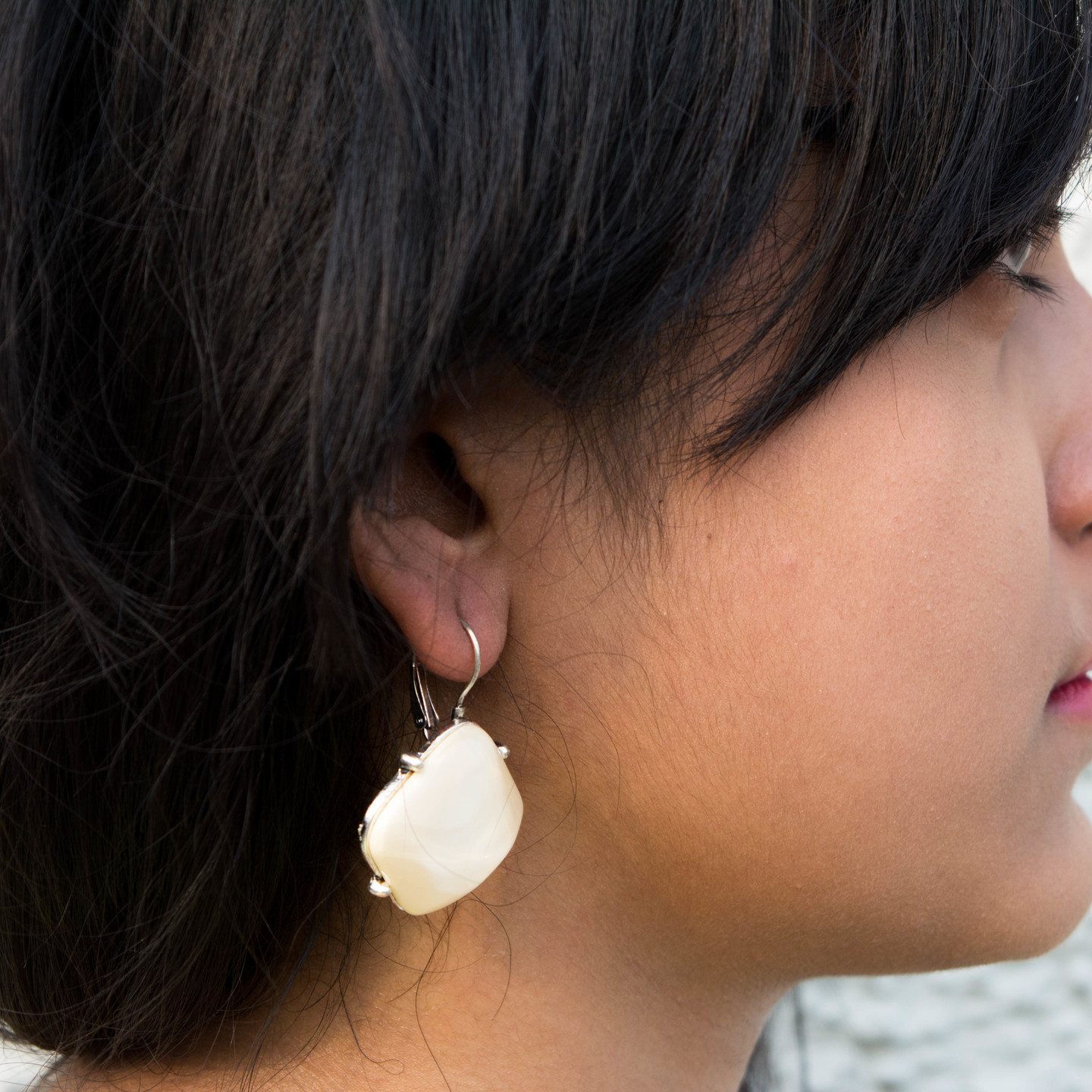 Betty Beige Stone Earrings