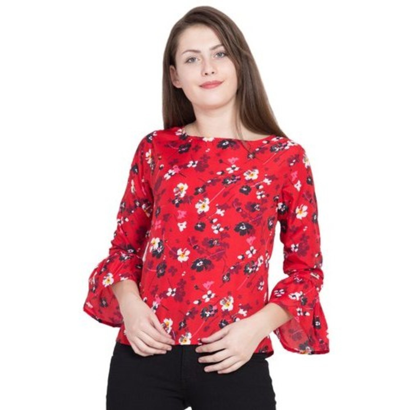 Paretto Red Floral Printed Top for Women