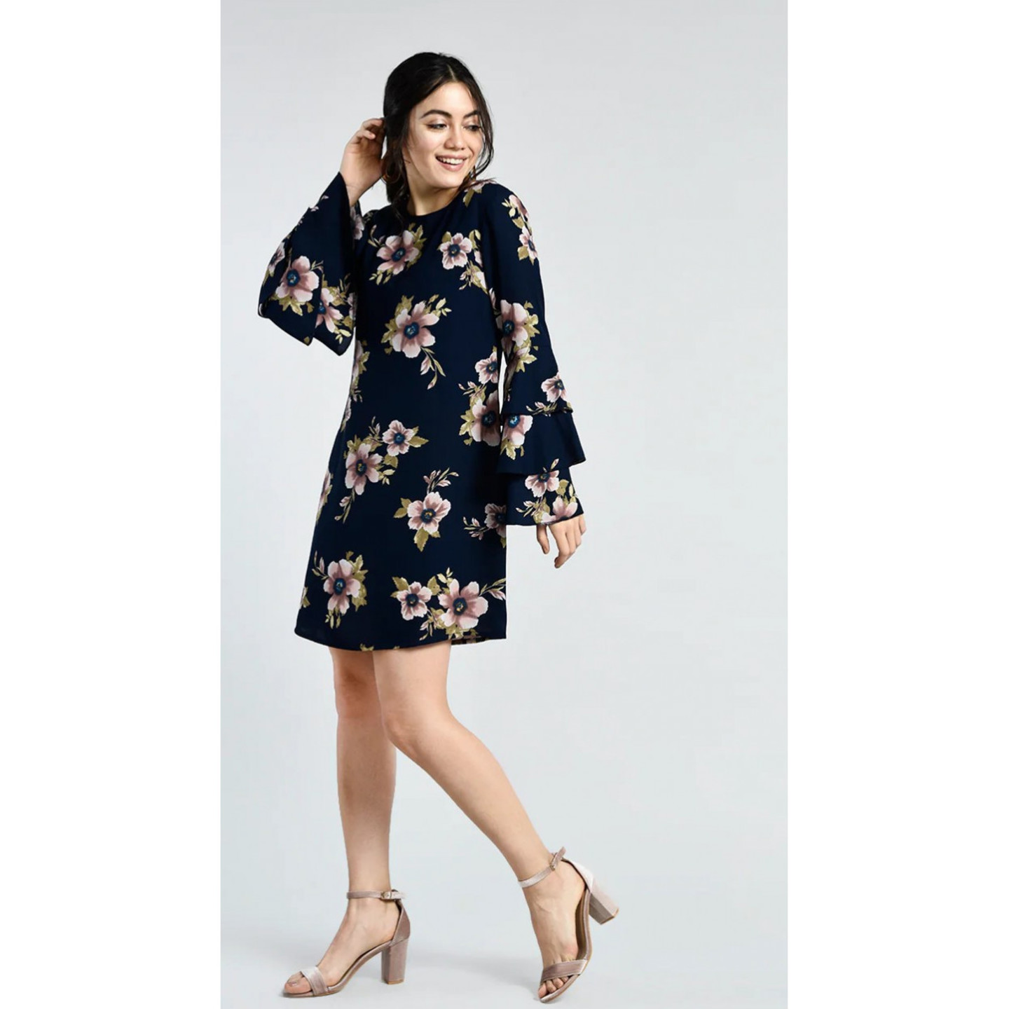 Paretto Bell Sleeves Floral Dress for Women