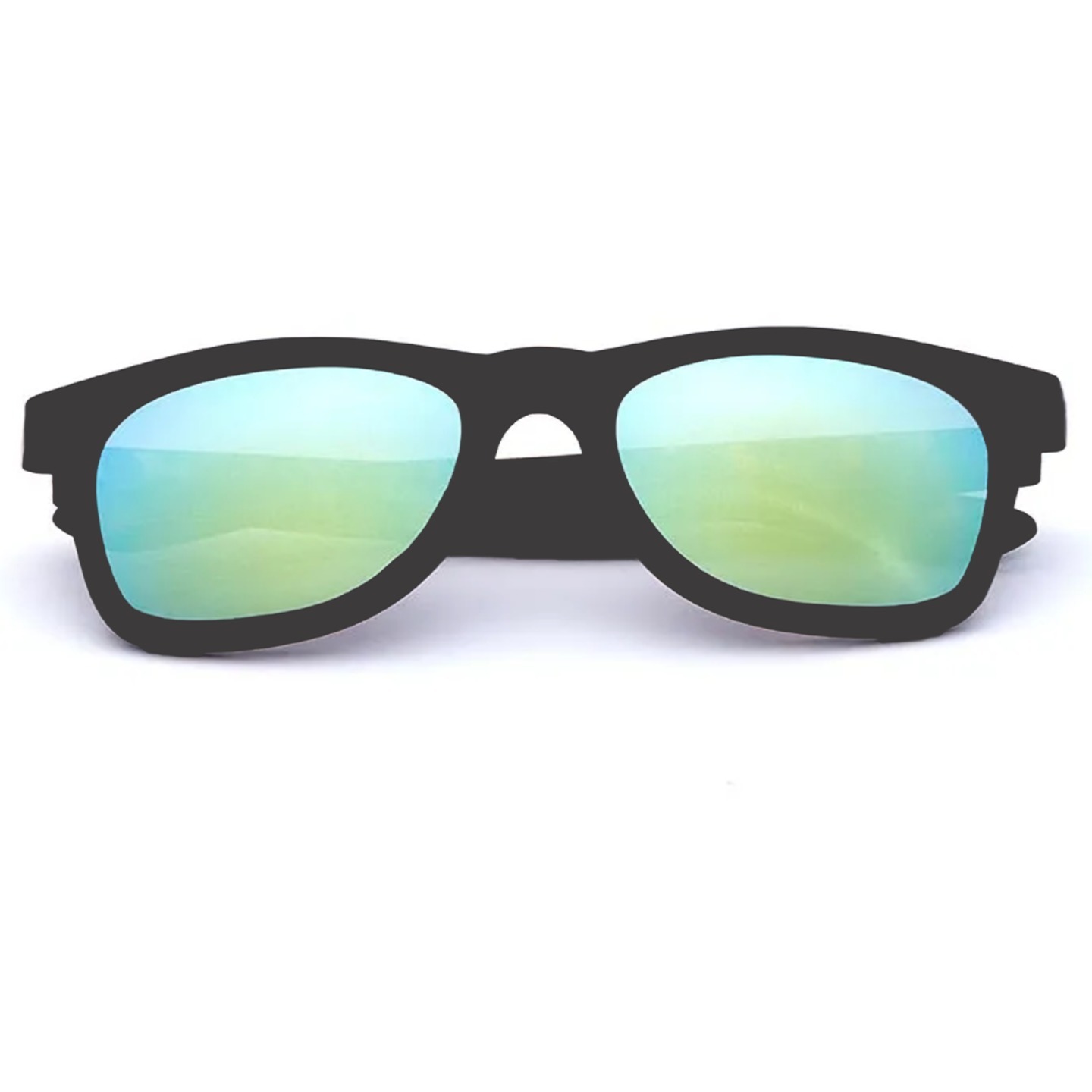Green Tint Mirrored Lens Square Frame Sunglasses