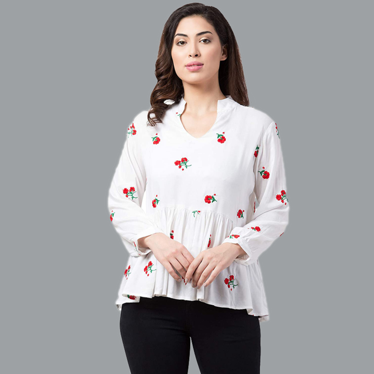 Paretto Detailed Embroidered White Boho Top  Limited Edition