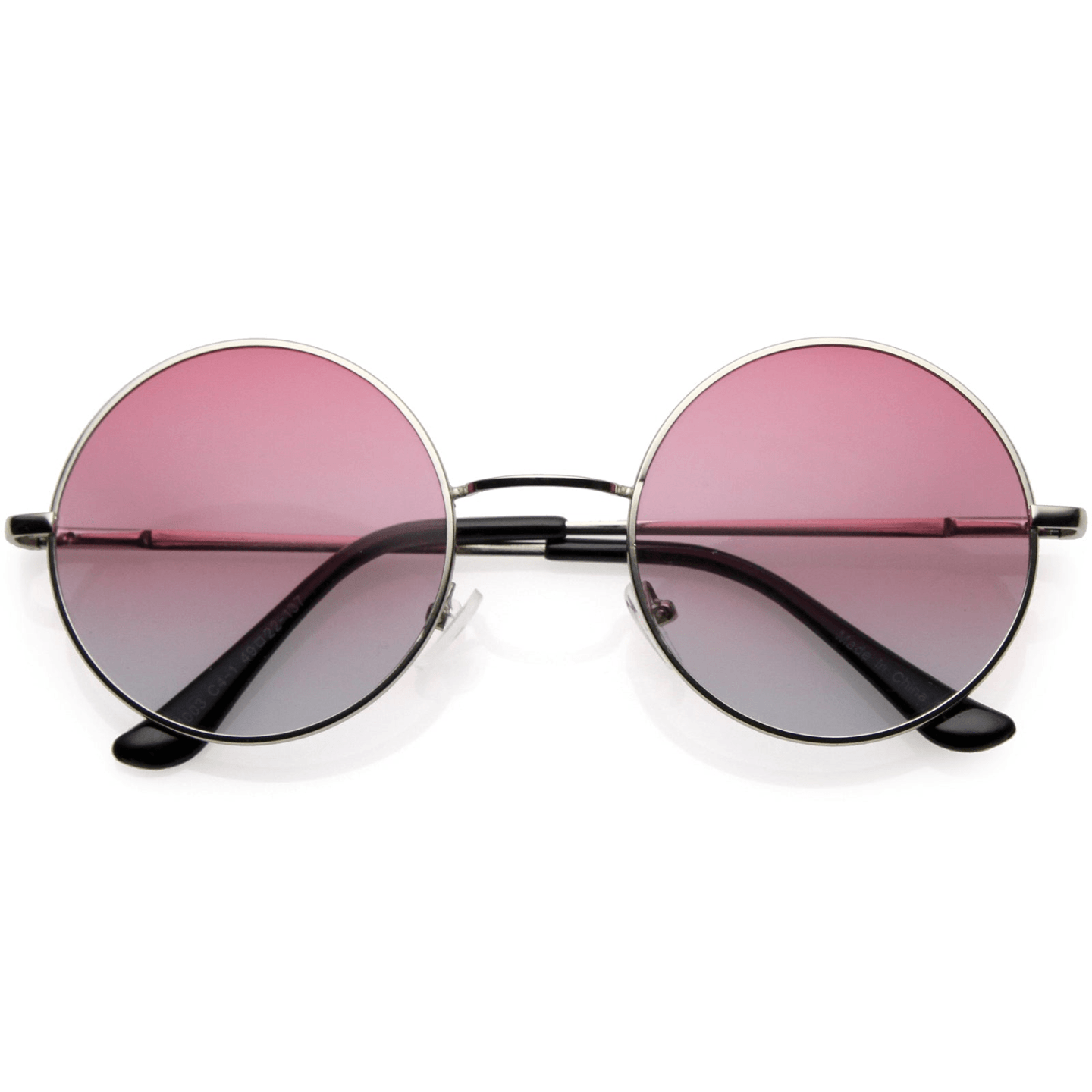 SMALL RETRO LENNON STYLE PINK COLORED ROUND LENS METAL SUNGLASSES