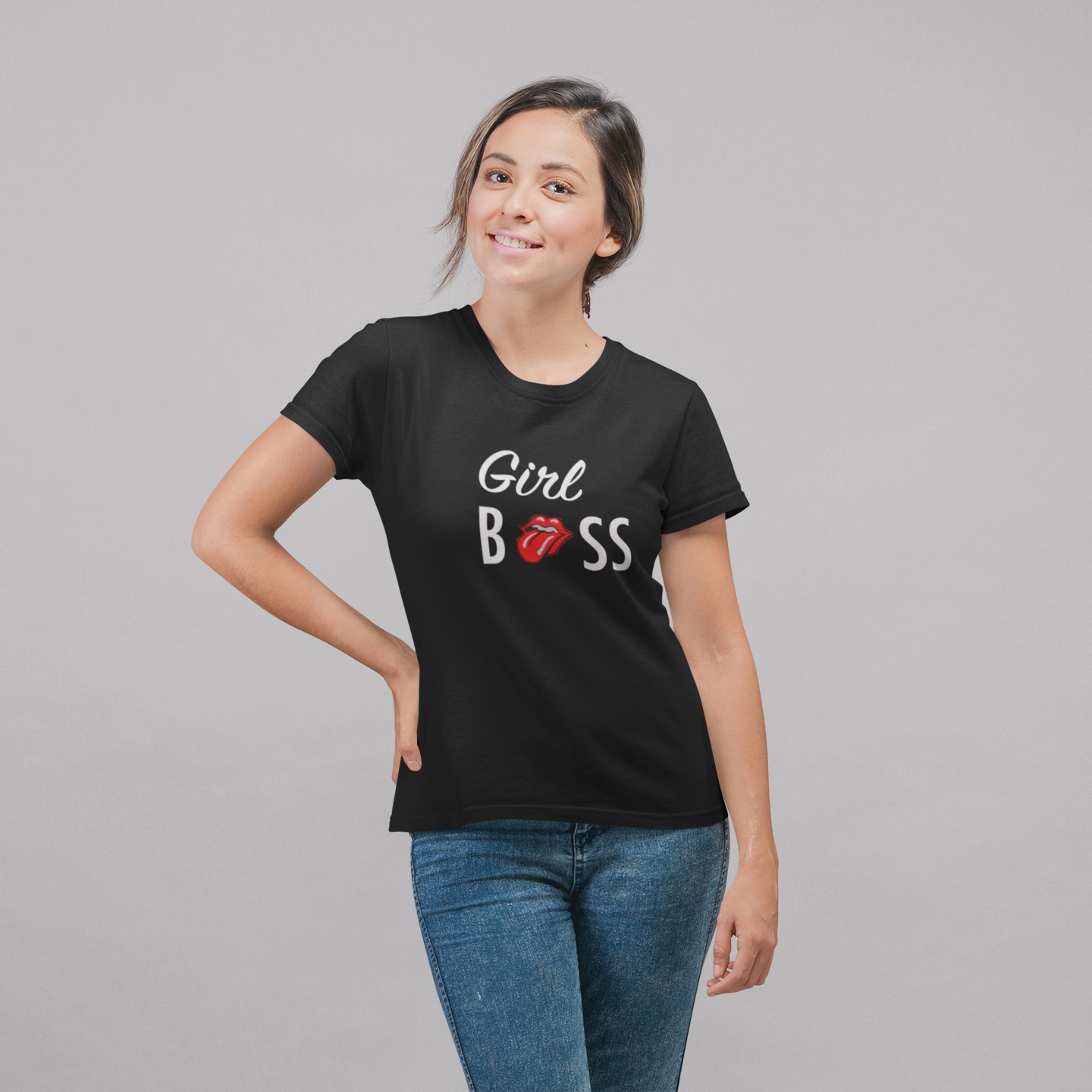 Girl Boss Patch and Printed T-Shirt for Women