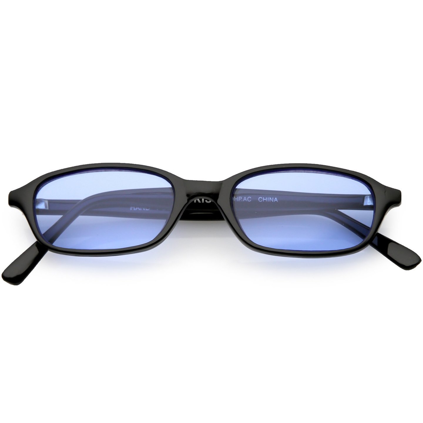 Full Black Rimmed Blue Colored Sunglasses